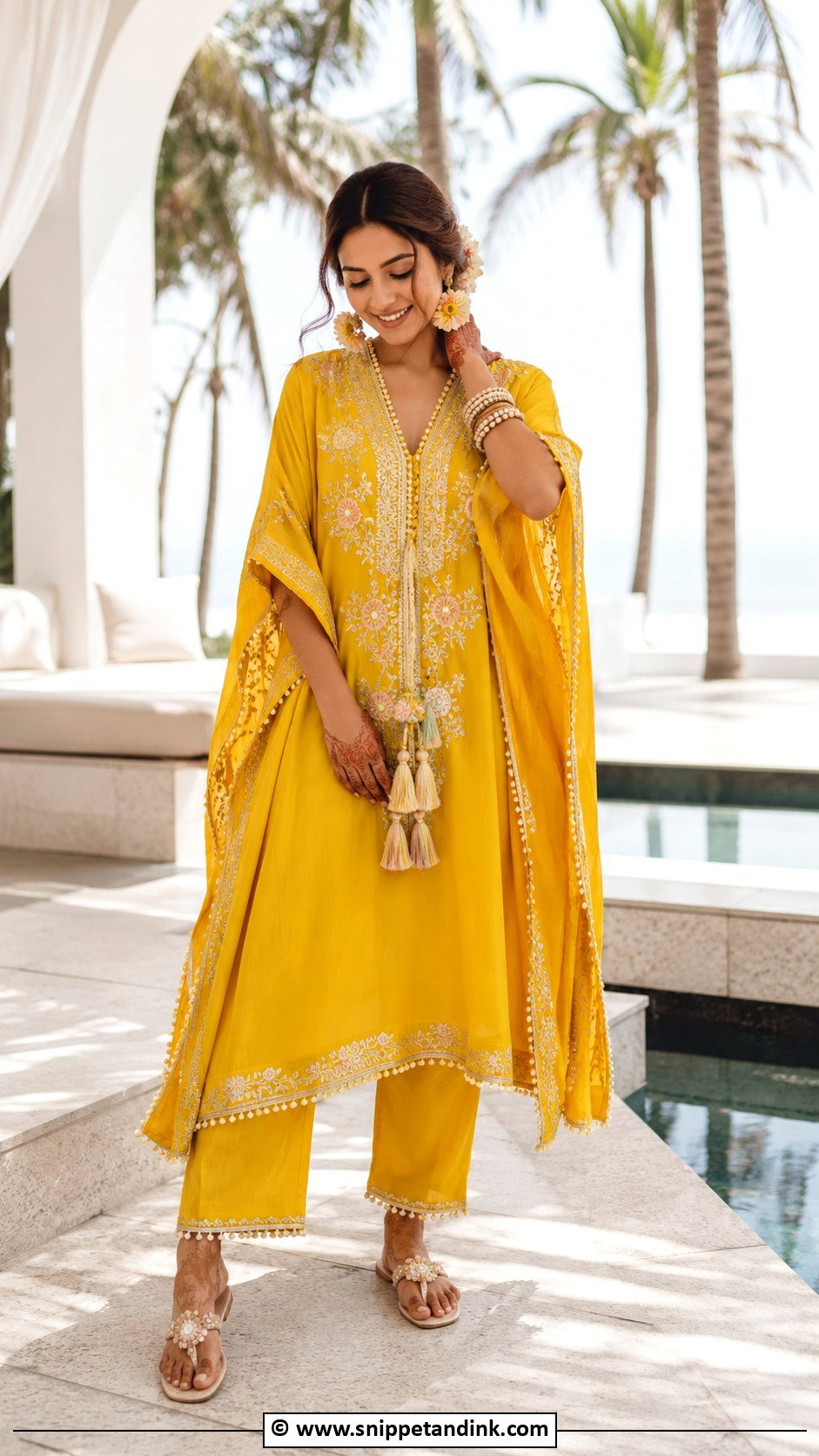 Haldi Kaftan Set - Snippet and Ink - 30 Haldi Dress Ideas for Bride
