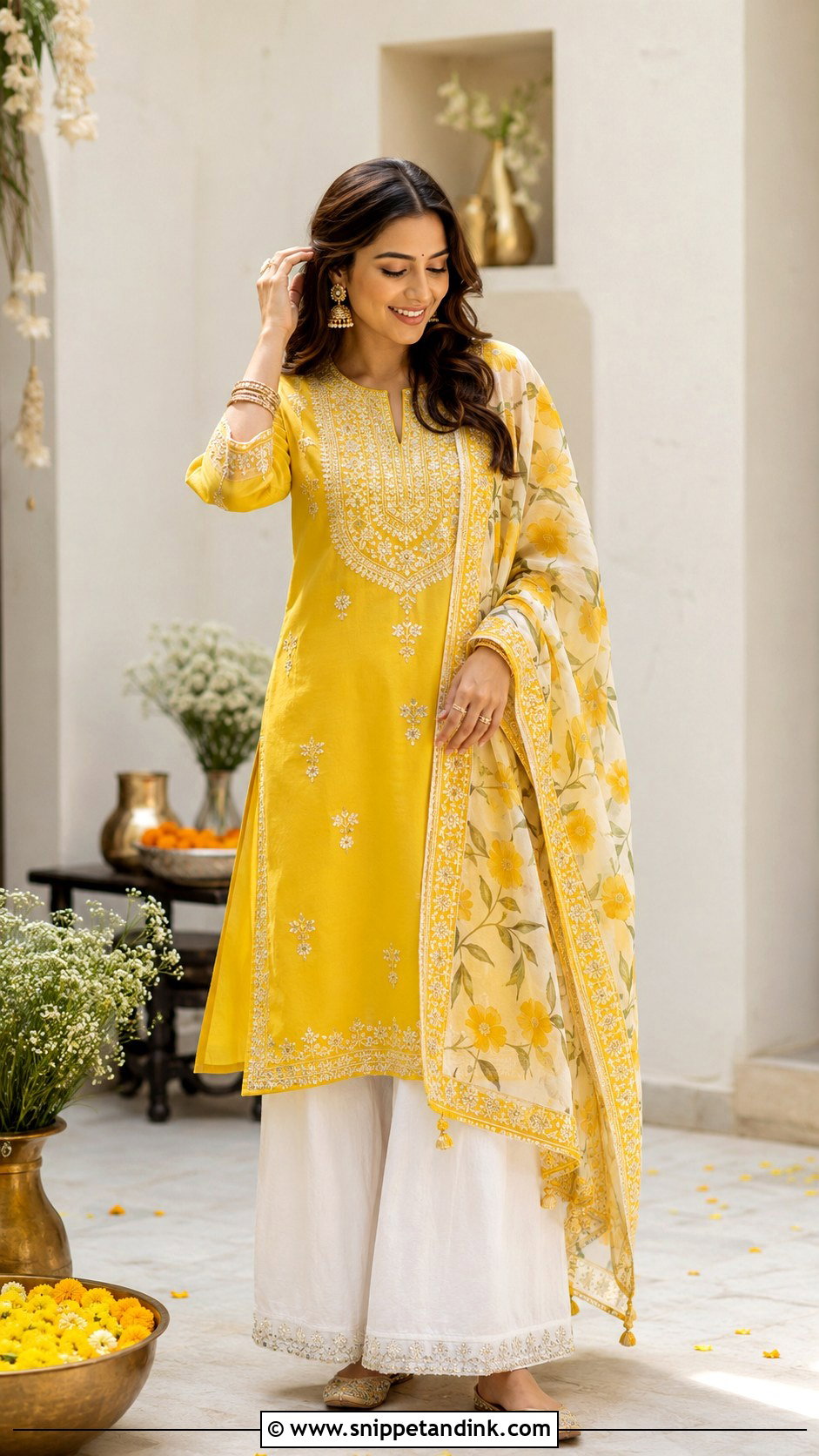 Haldi Kurta Palazzo Set - Snippet and Ink - 30 Haldi Function Dress Ideas