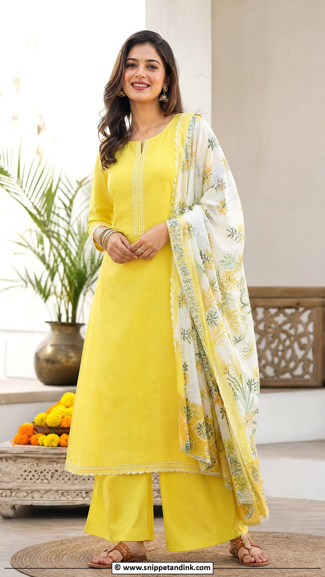 Haldi Kurta Palazzo Set - Snippet and Ink - 35 Latest Haldi Outfits