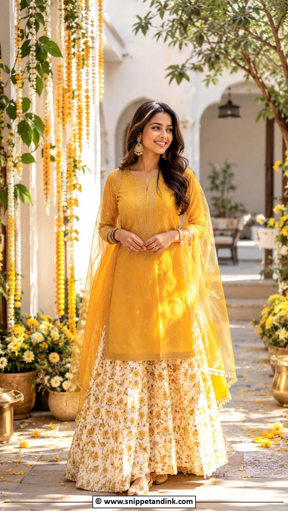 Haldi Kurta With Skirt - Snippet and Ink - 35 Unique Haldi Outfits