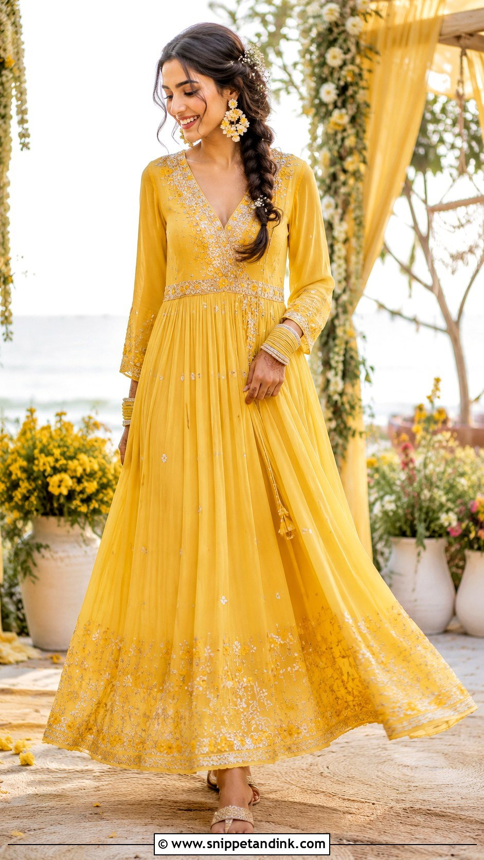 Haldi Maxi Dress For Bride - Snippet and Ink - 25 Trending Haldi Outfits for Bride