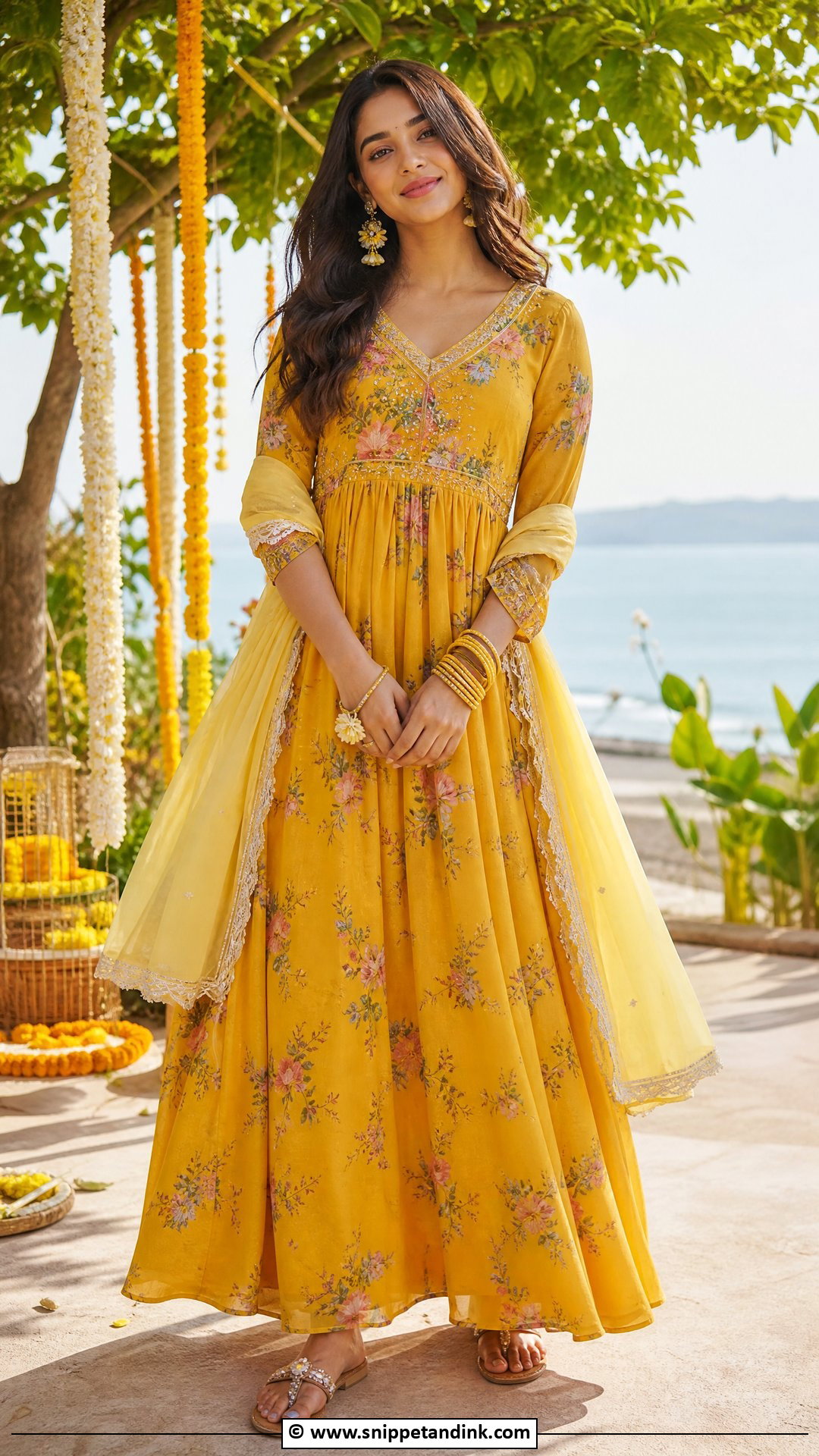 Haldi Maxi Dress Outfit - Snippet and Ink - 35 Haldi Ceremony Outfit Ideas