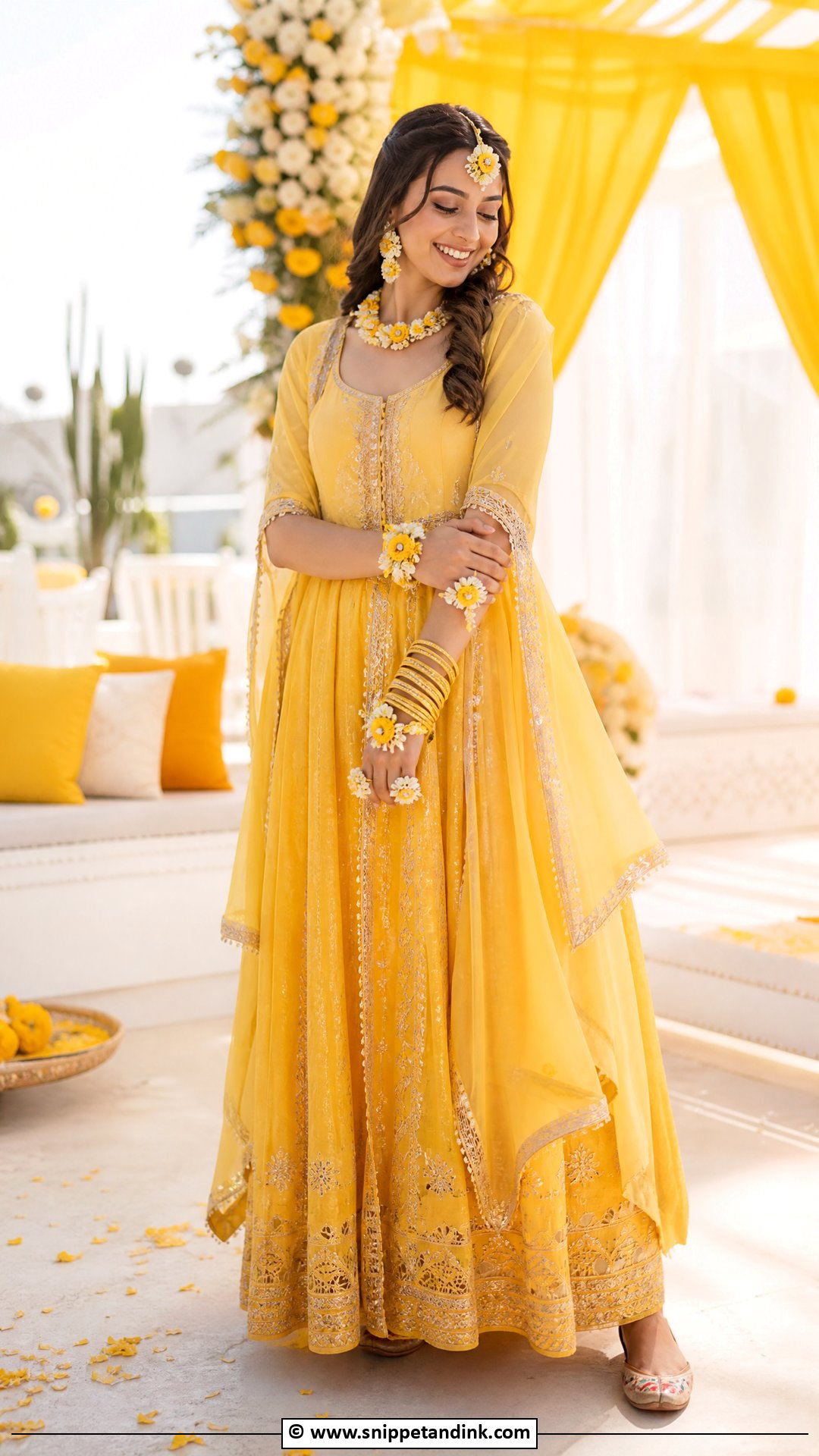 Haldi Maxi Dress for Bride - Snippet and Ink - 35 Haldi Outfits for Bride