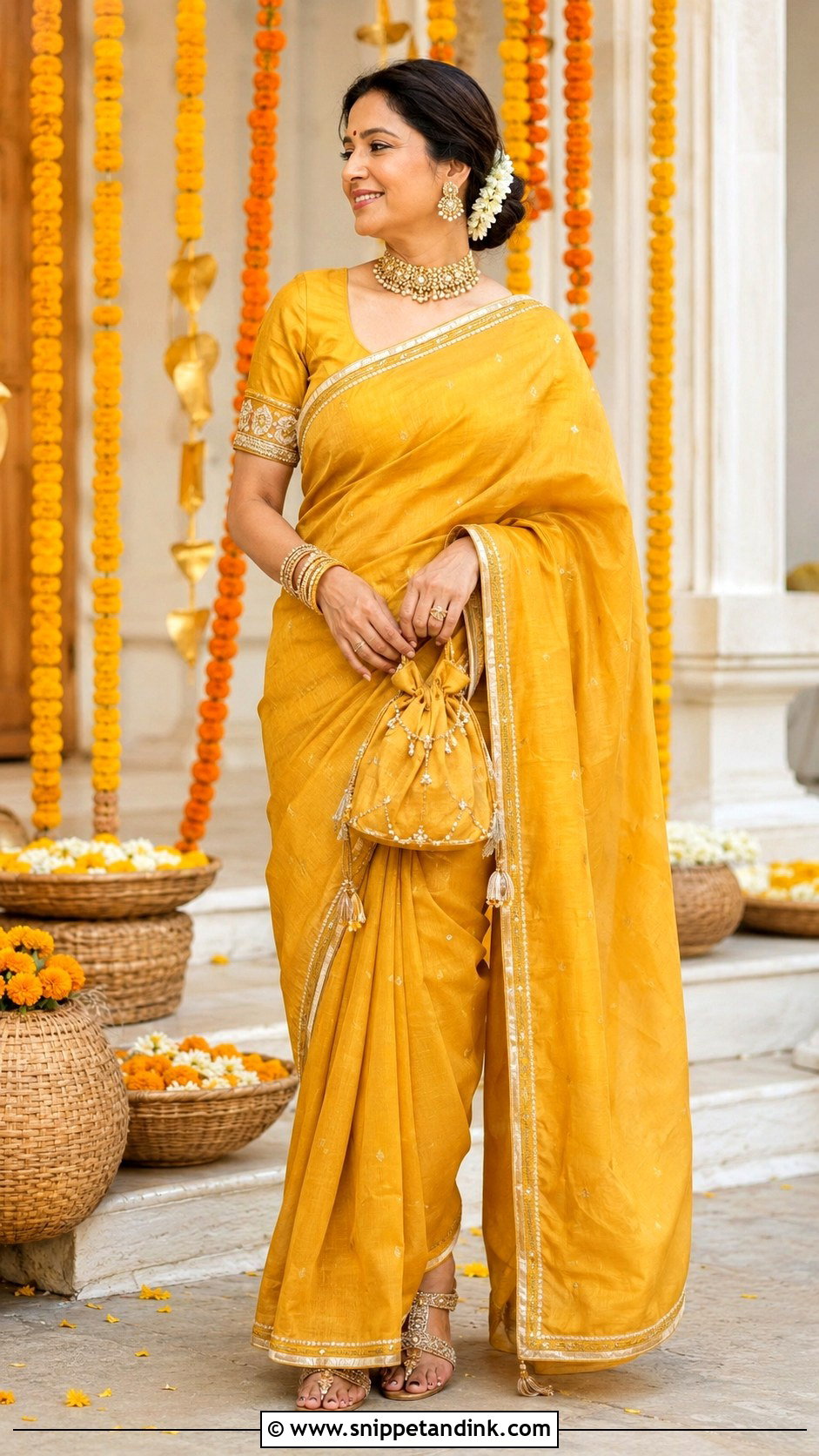 Haldi Mother Of The Bride Saree Outfit - Snippet and Ink - 25 Haldi Theme Dress for Family Ideas