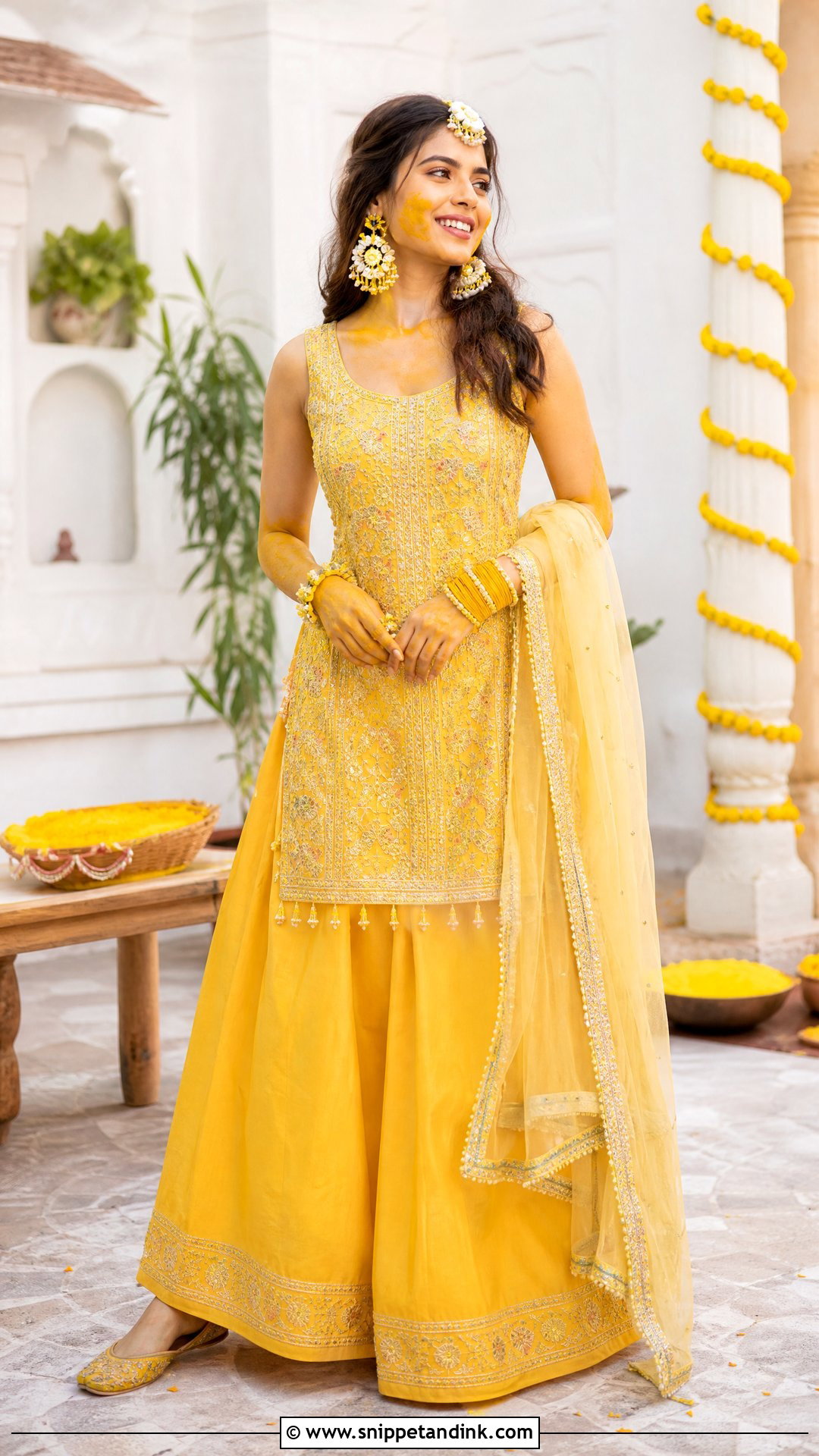 Haldi Palazzo Set For Bride - Snippet and Ink - 25 Haldi Function Dress for Bride Ideas