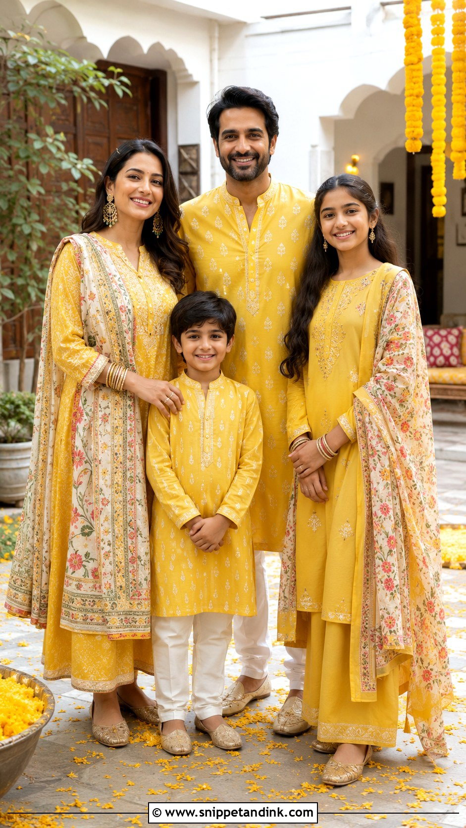 Haldi Palazzo Suit Family Outfit - Snippet and Ink - 25 Haldi Theme Dress for Family Ideas