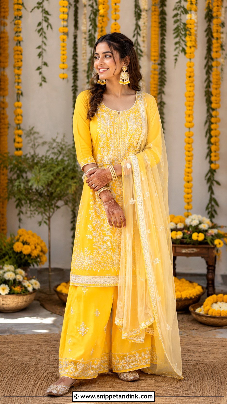 Haldi Palazzo Suit For Bride - Snippet and Ink - 25 Trending Haldi Outfits for Bride