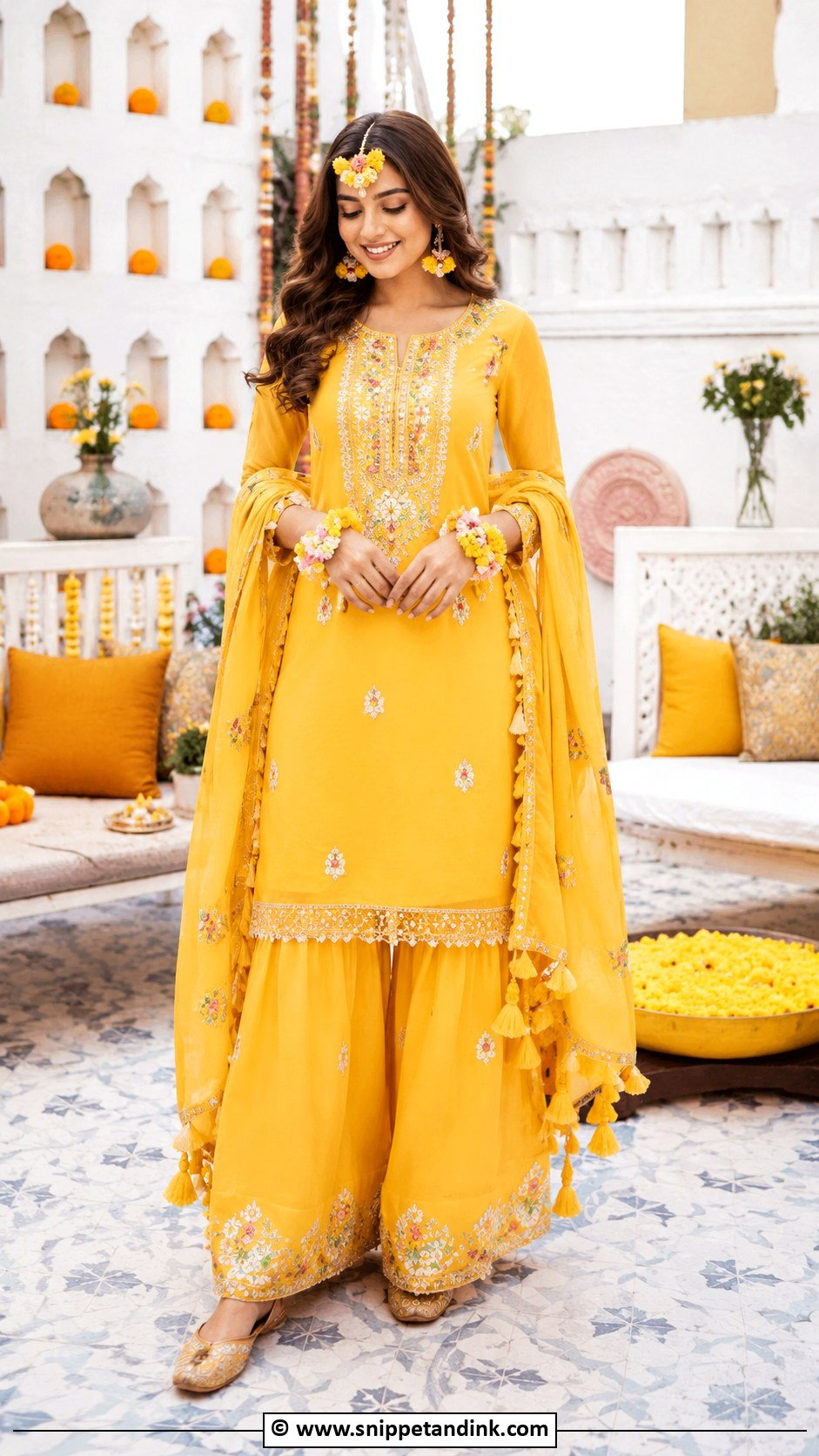 Haldi Palazzo Suit For Bride - Snippet and Ink - 30 Haldi Outfit Ideas for Bride