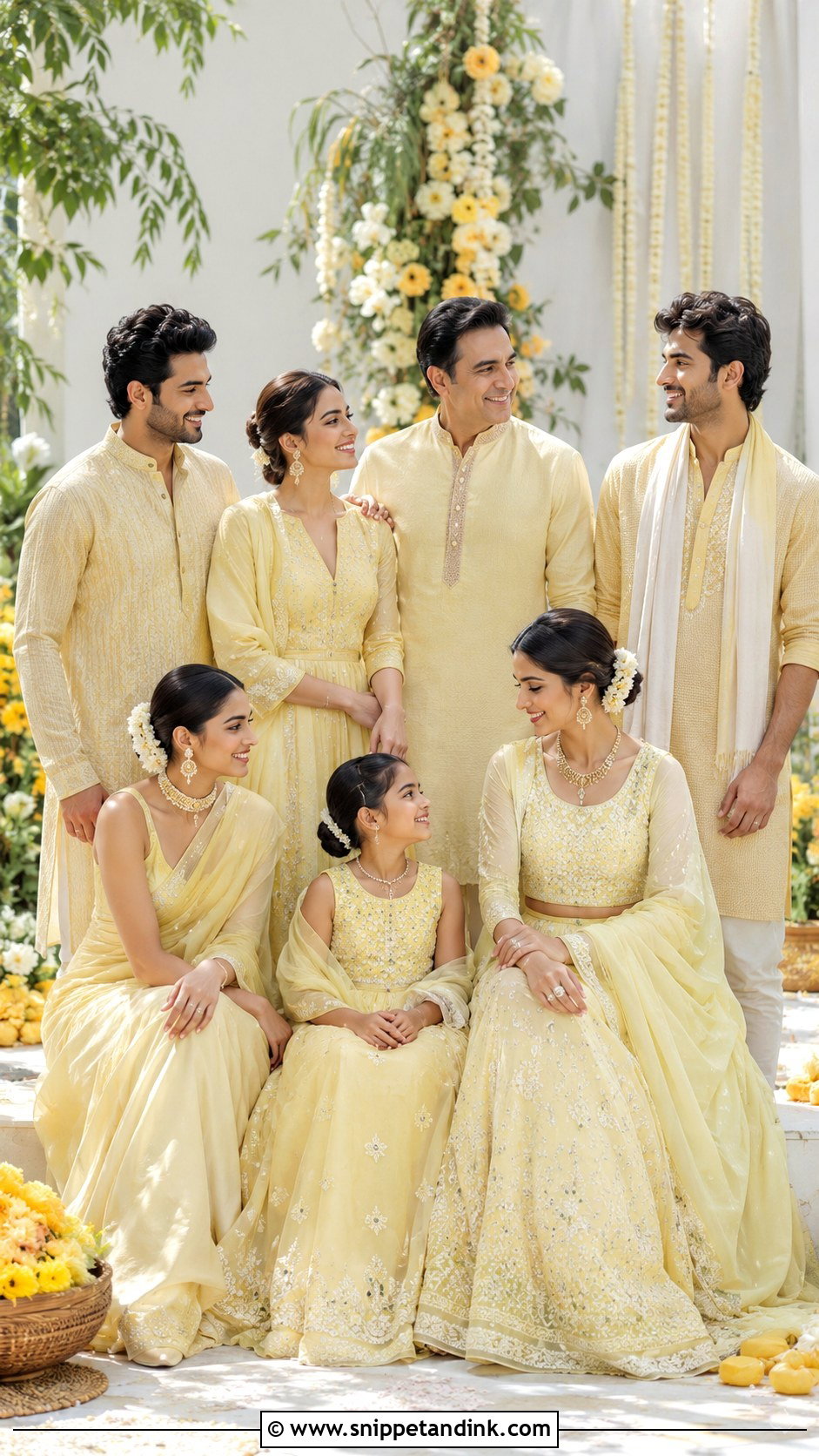 Haldi Pastel Yellow Family Outfit - Snippet and Ink - 25 Haldi Theme Dress for Family Ideas