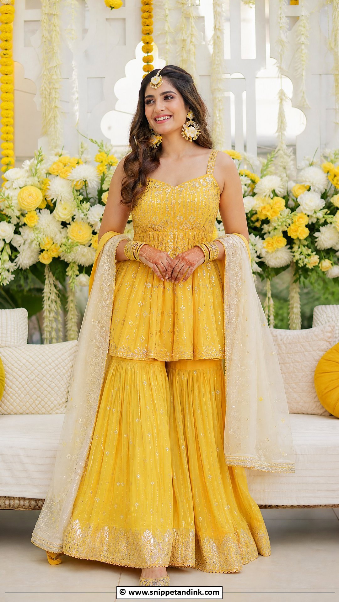 Haldi Peplum Sharara For Bride - Snippet and Ink - 35 Haldi Dress for Bride Ideas