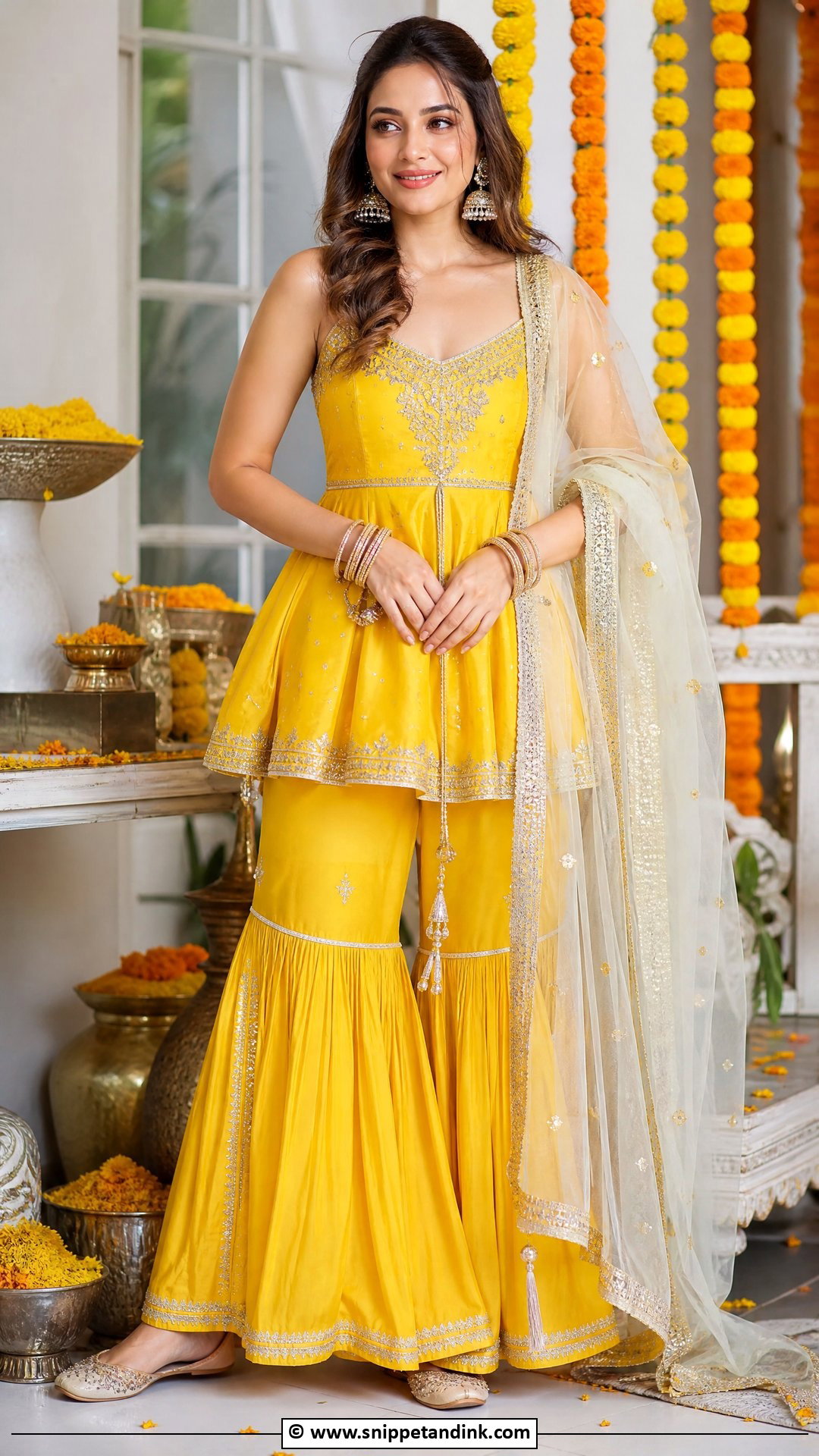 Haldi Peplum Top With Sharara - Snippet and Ink - 35 Latest Haldi Outfits
