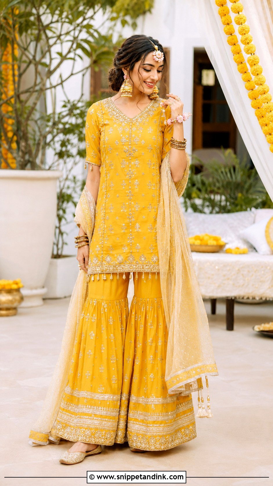 Haldi Sharara Set For Bride - Snippet and Ink - 25 Trending Haldi Outfits for Bride