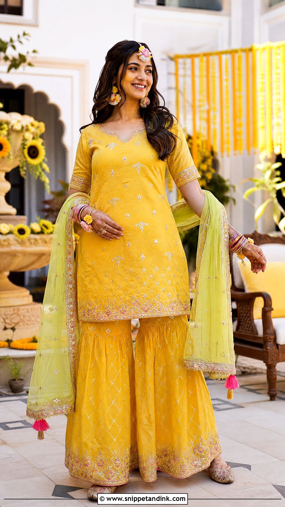 Haldi Sharara Set For Bride - Snippet and Ink - 25 Haldi Function Dress for Bride Ideas
