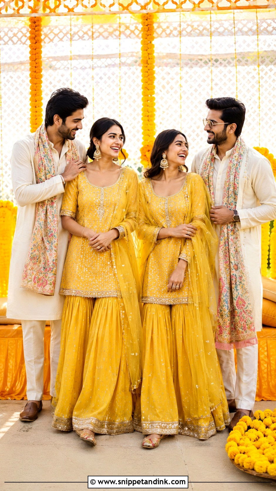 Haldi Sharara Suit Family Outfit - Snippet and Ink - 25 Haldi Theme Dress for Family Ideas