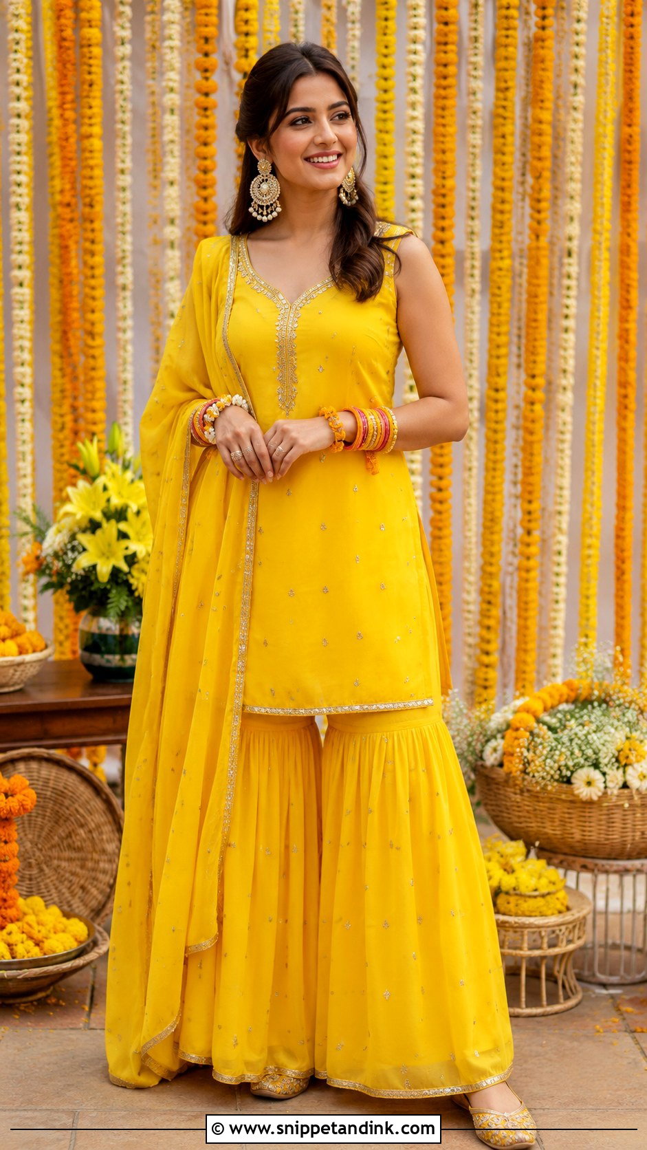 Haldi Short Kurta Sharara - Snippet and Ink - 30 Haldi Function Dress Ideas
