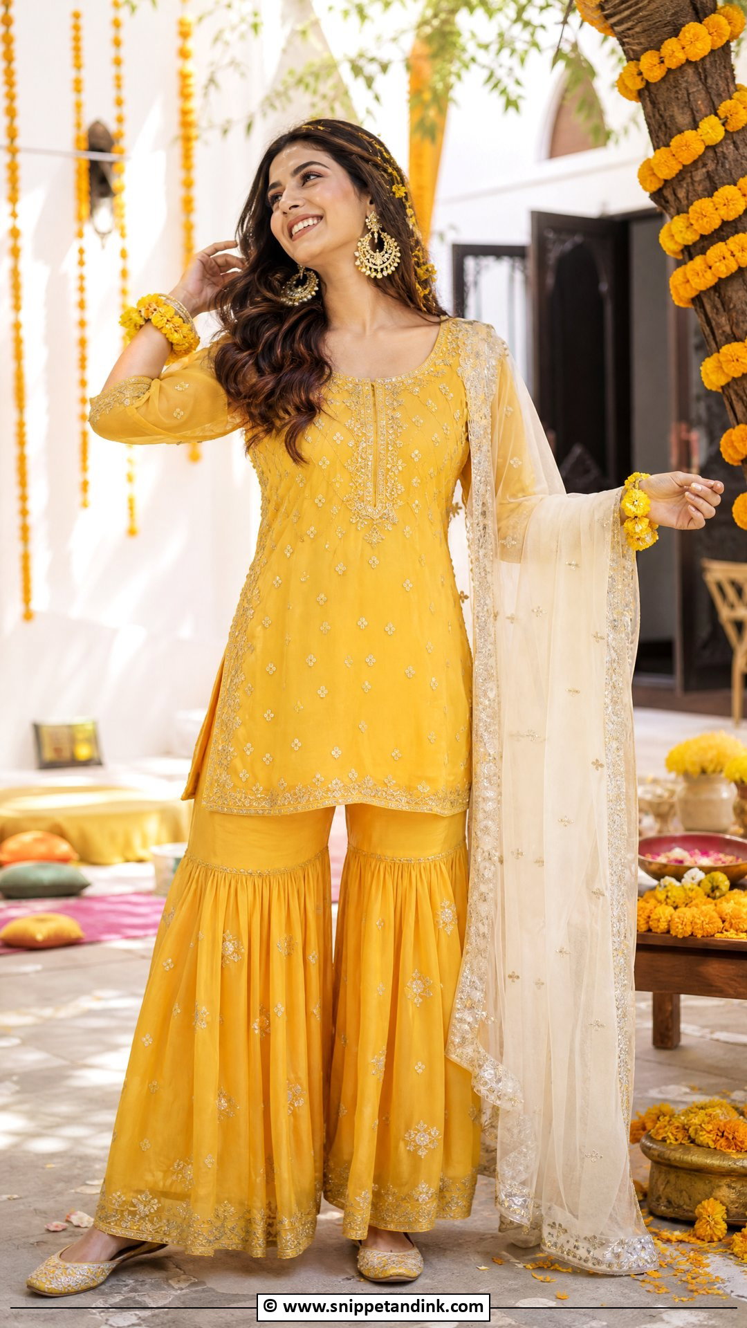 Haldi Short Kurti Sharara Outfit - Snippet and Ink - 35 Haldi Ceremony Outfit Ideas