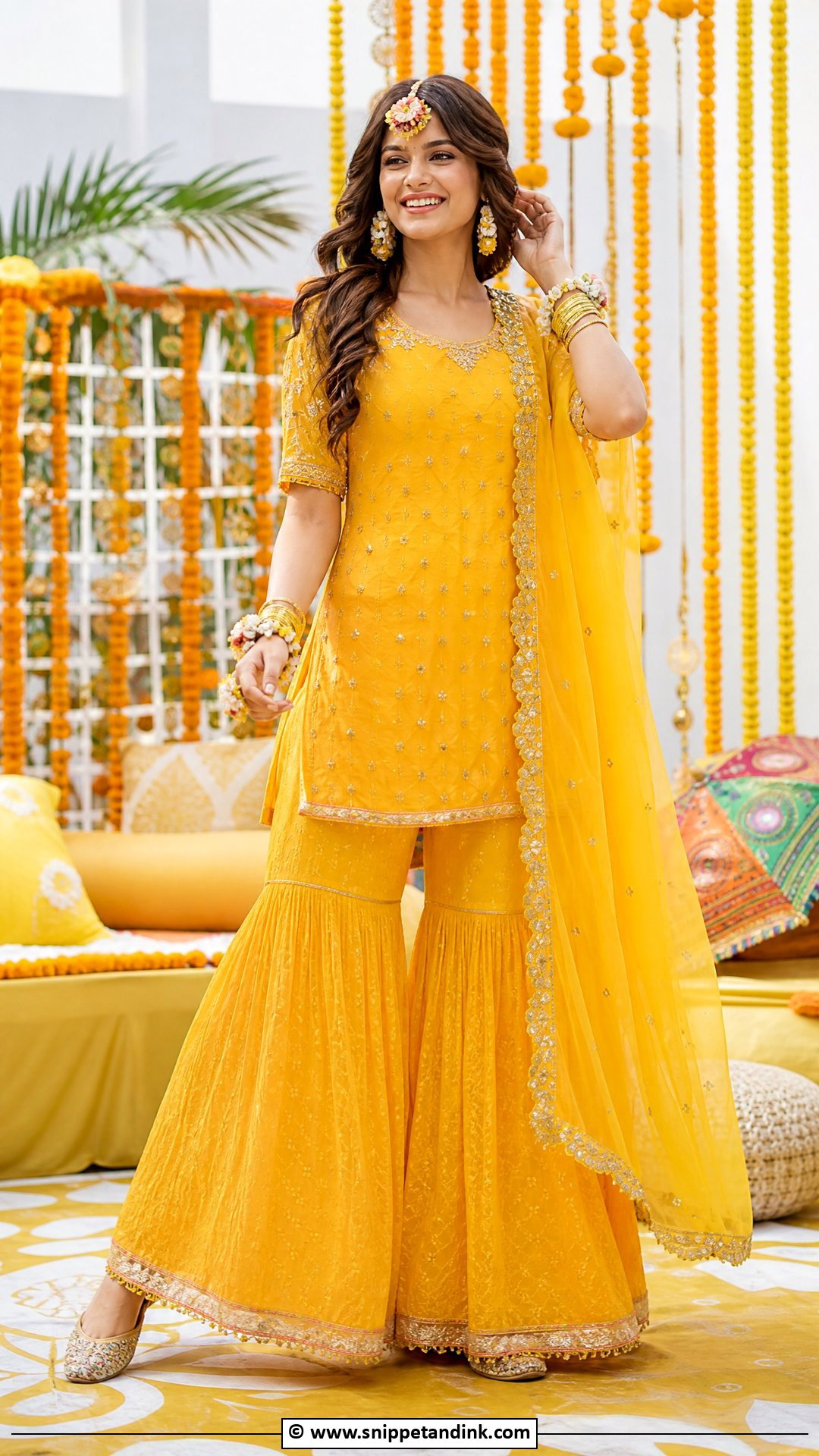 Haldi Short Kurti Sharara for Bride - Snippet and Ink - 35 Haldi Outfits for Bride