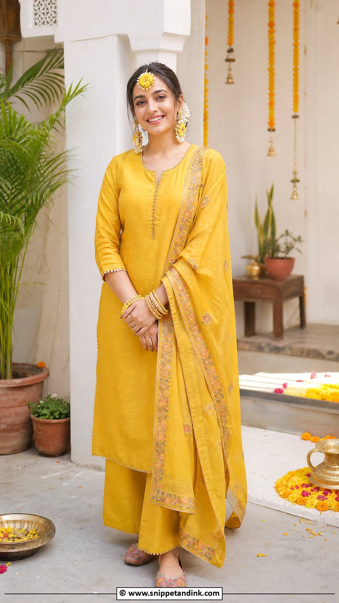 Haldi Simple Kurta Set For Bride - Snippet and Ink - 35 Haldi Dress for Bride Ideas