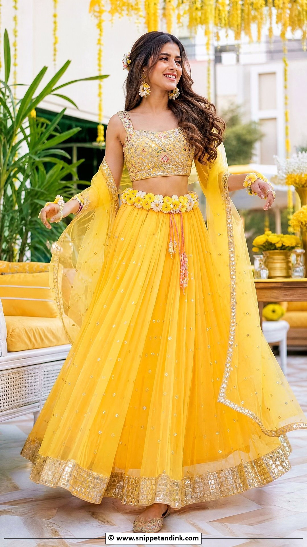 Haldi Skirt And Crop Top For Bride - Snippet and Ink - 35 Haldi Dress for Bride Ideas