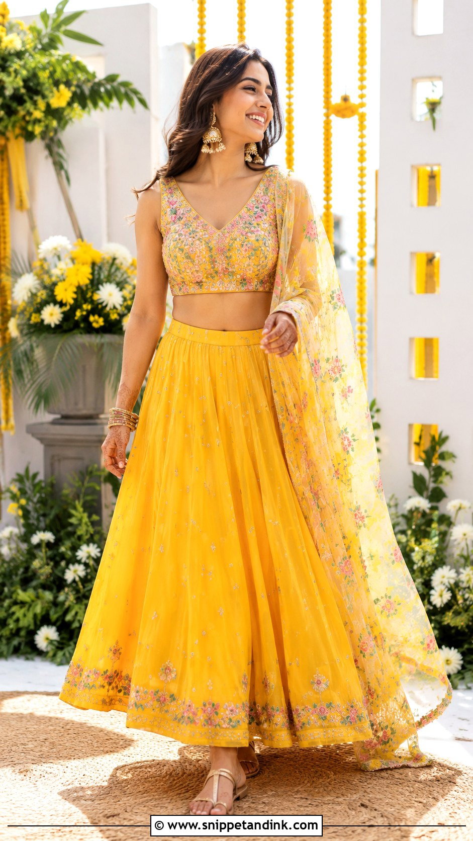 Haldi Skirt And Crop Top - Snippet and Ink - 30 Haldi Function Dress Ideas