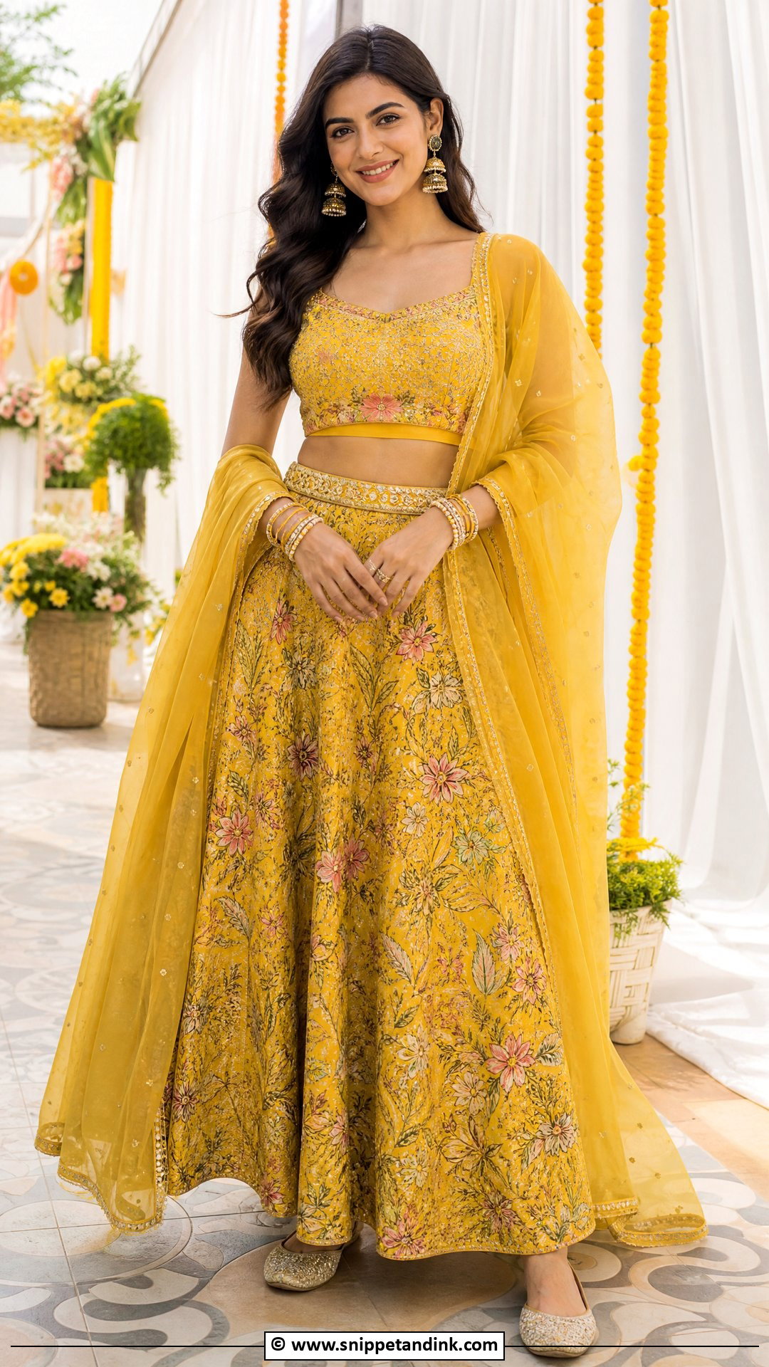 Haldi Skirt And Dupatta Set - Snippet and Ink - 35 Latest Haldi Outfits