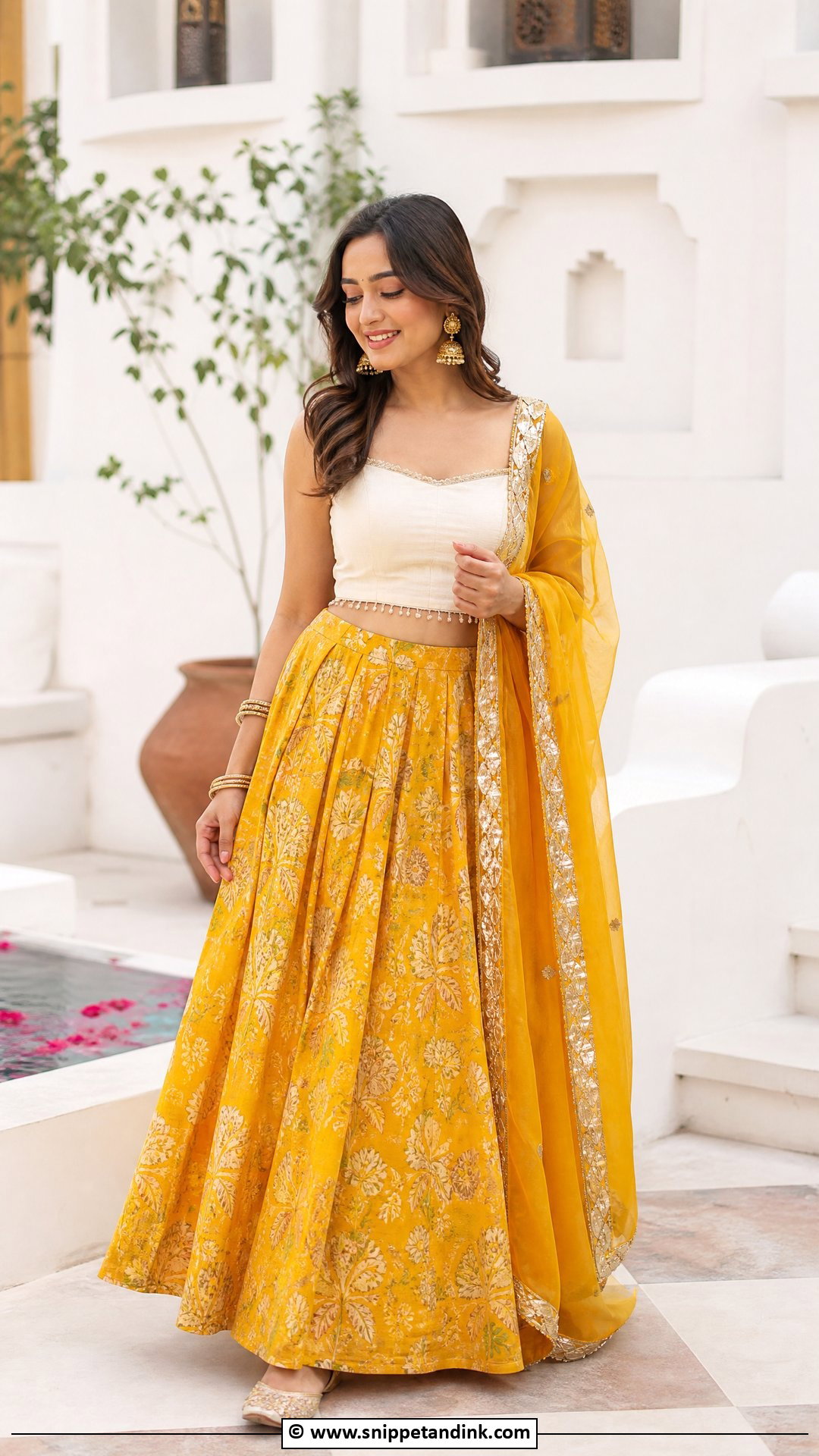 Haldi Skirt And Kurti Outfit - Snippet and Ink - 35 Haldi Ceremony Outfit Ideas