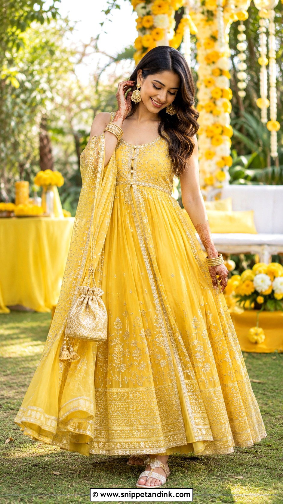 Haldi Yellow Anarkali Dress - Snippet and Ink - 25 Wedding Function Dresses
