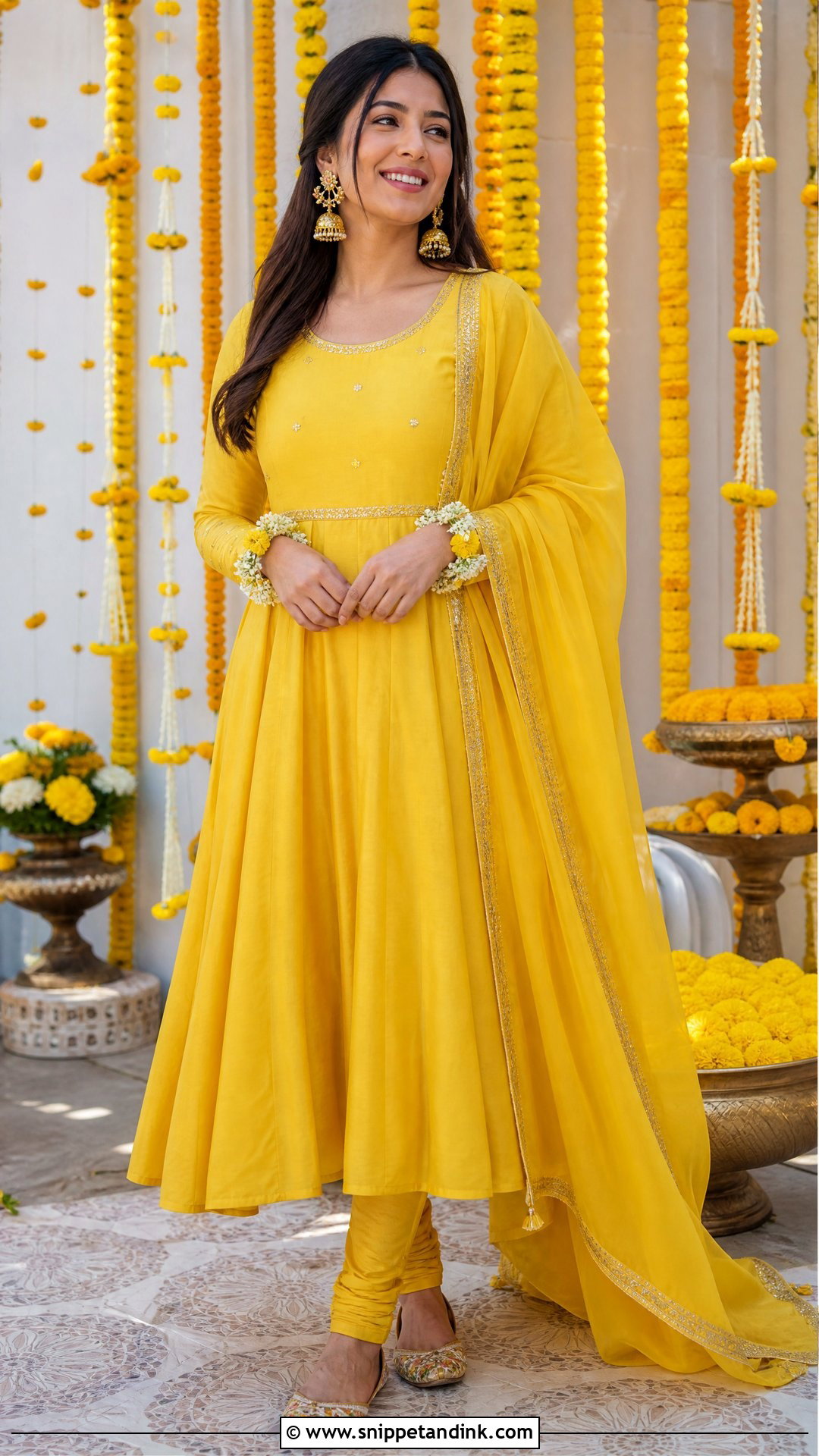 Haldi Yellow Anarkali Dress - Snippet and Ink - 25 Indian Wedding Function Dresses