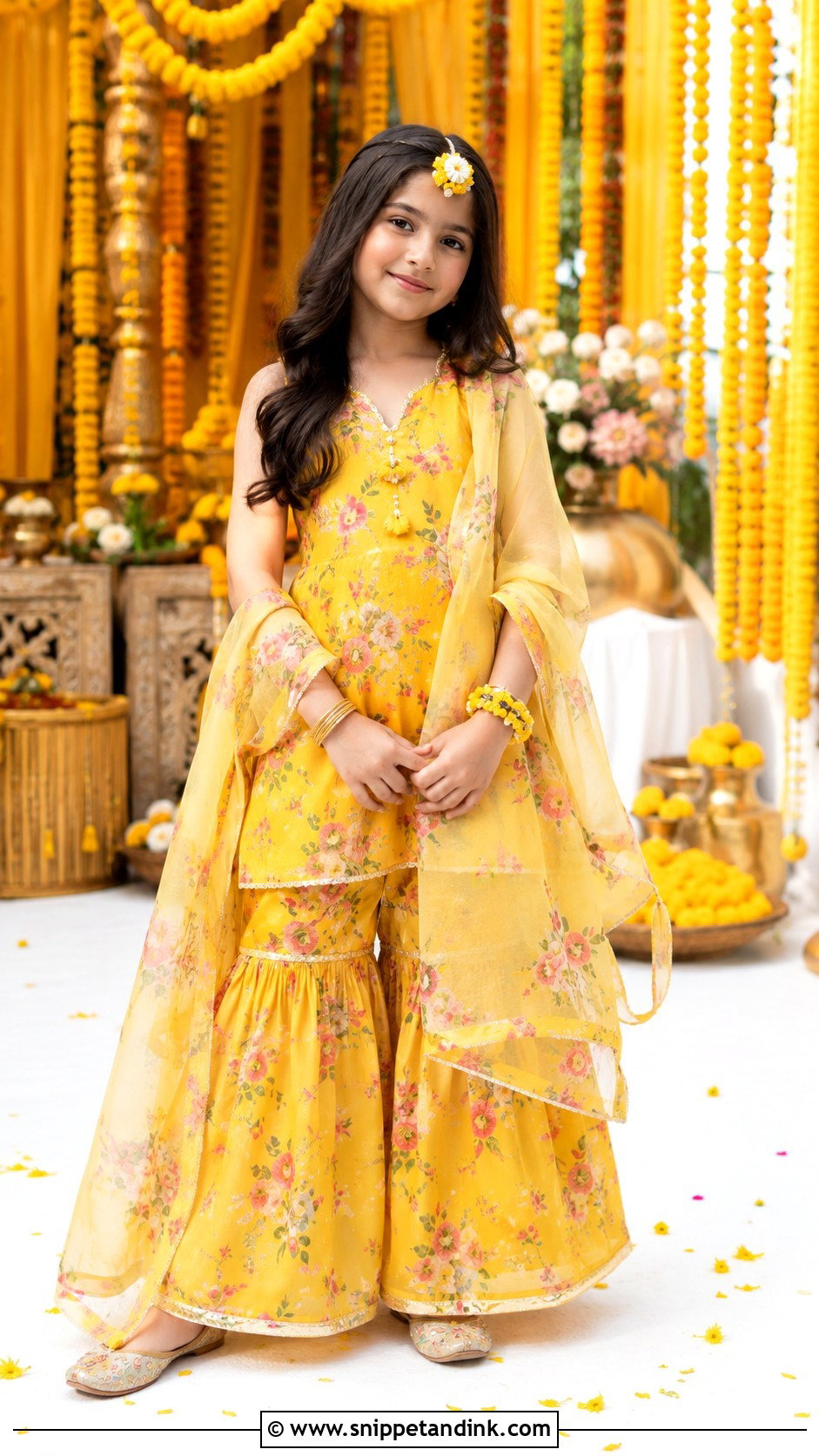 Haldi Yellow Indian Kids Wedding Dress - Snippet and Ink - 25 Indian Kids Wedding Dresses