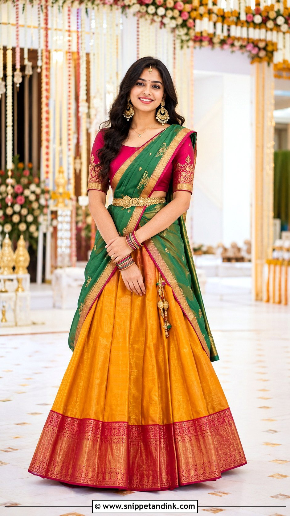 Half Saree Lehenga Outfit - Snippet and Ink - 25 South Indian Attire Ideas