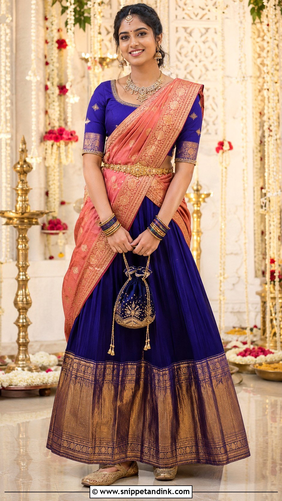 Half Saree Lengha Drape - Snippet and Ink - 20 Lengha Draping Styles