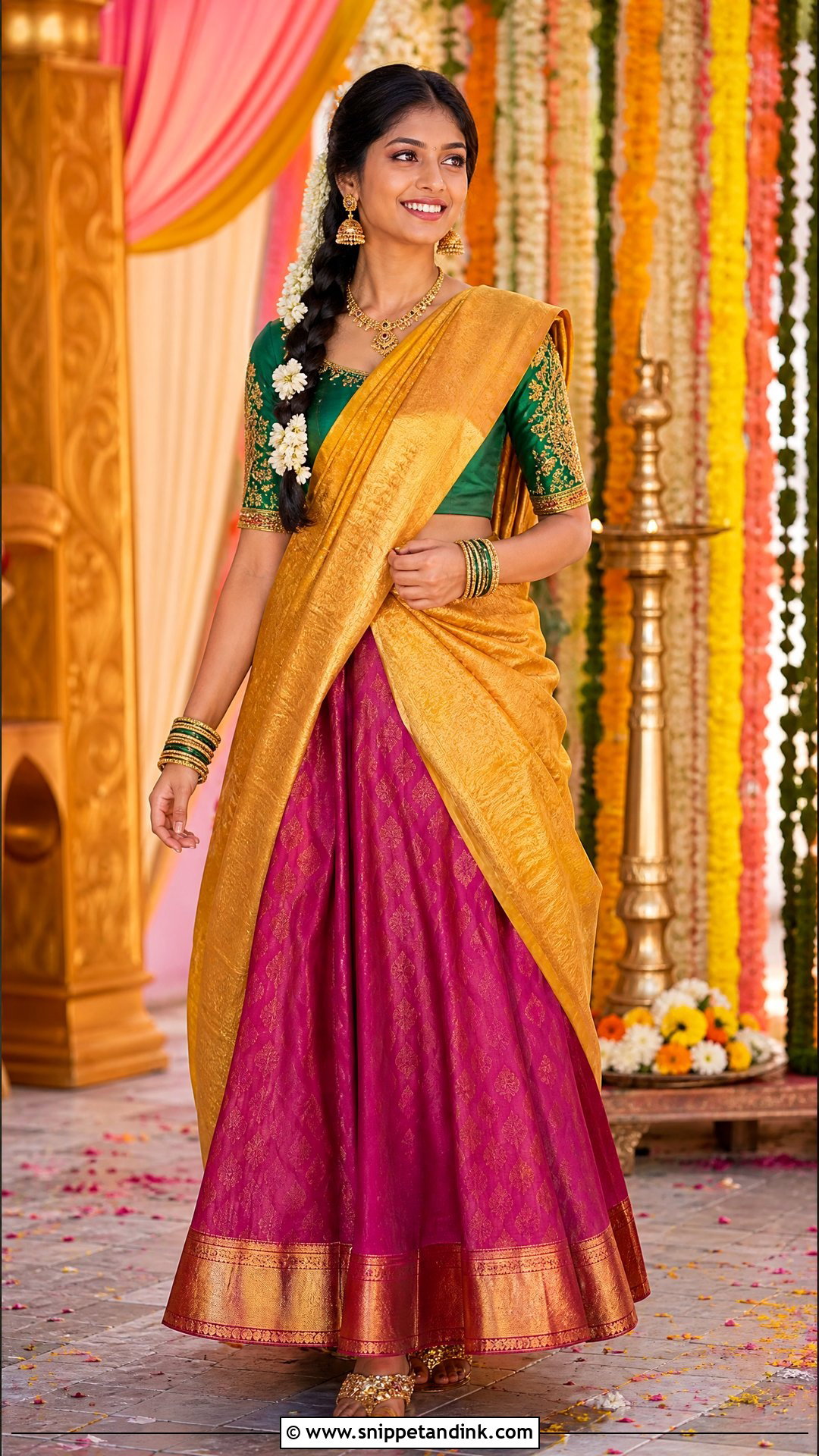 Half Saree Wedding Outfit - Snippet and Ink - 25 South Indian Wedding Outfits