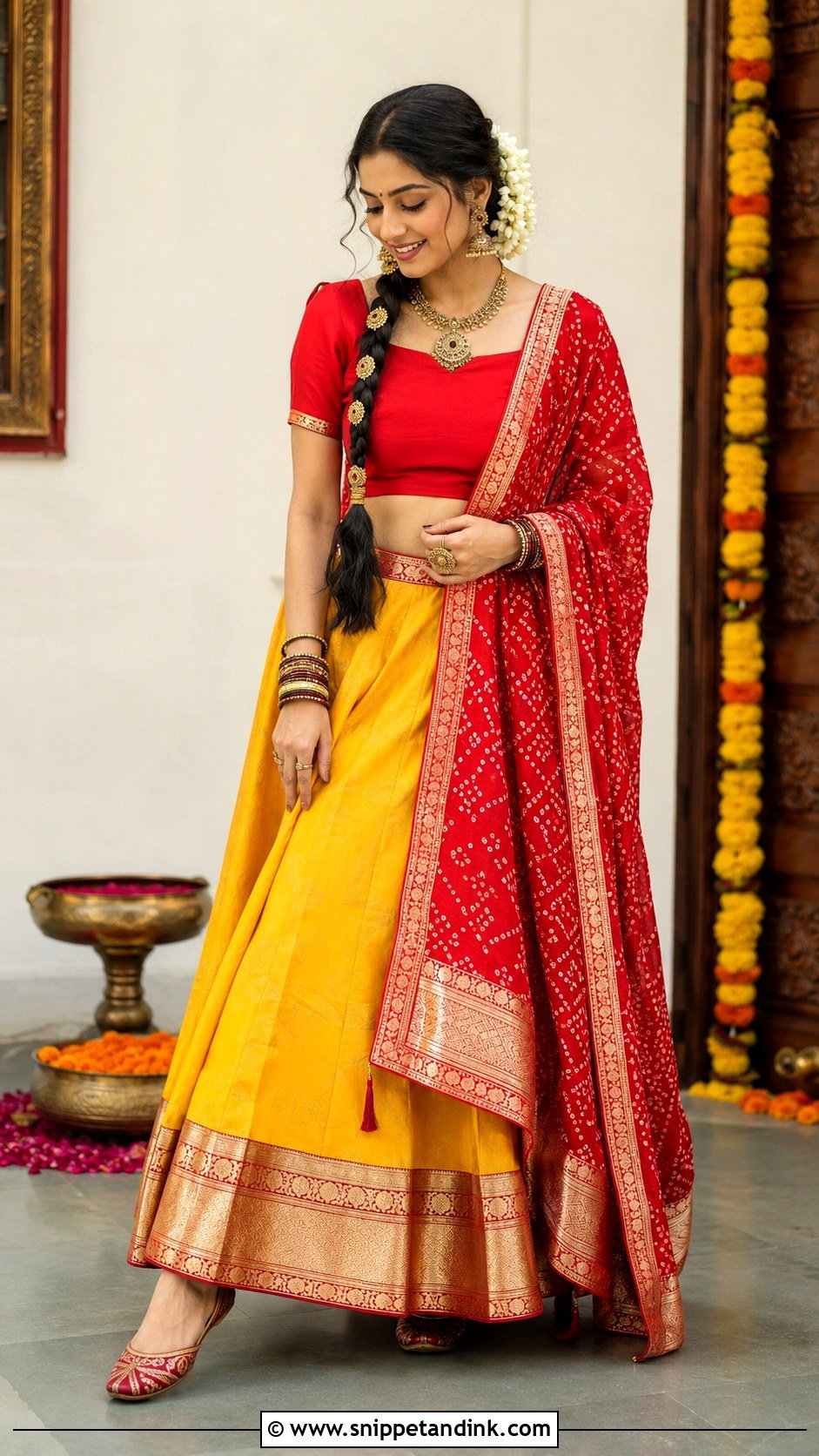 Half Saree With Bandhani Dupatta - Snippet and Ink - 30 Halfsarees Traditional Ideas