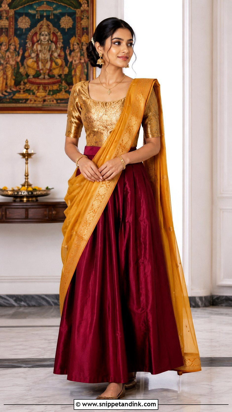 Half Saree With Brocade Blouse - Snippet and Ink - 30 Halfsarees Traditional Ideas
