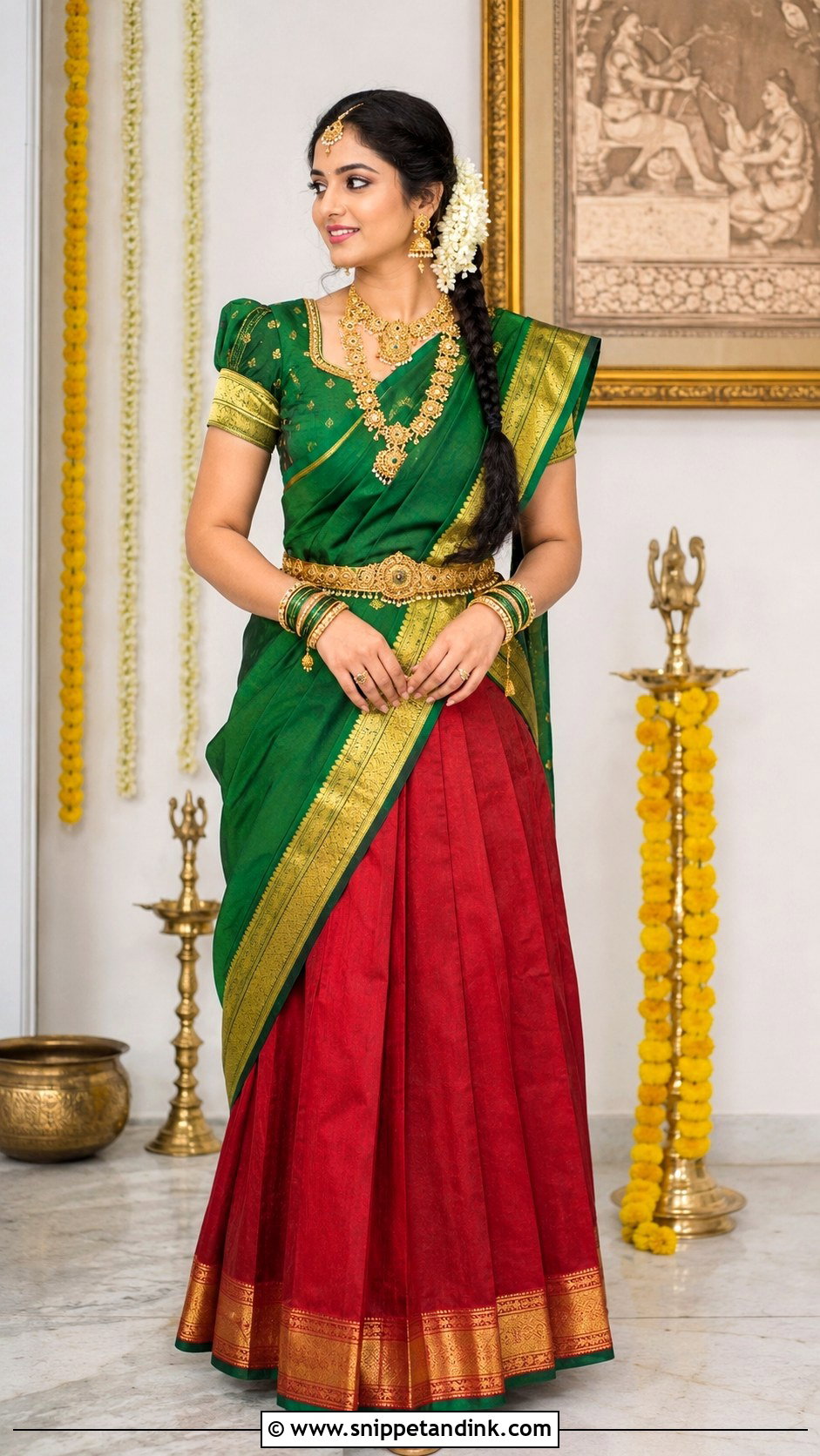 Half Saree With Vanki Waist Belt - Snippet and Ink - 30 Halfsarees Traditional Ideas