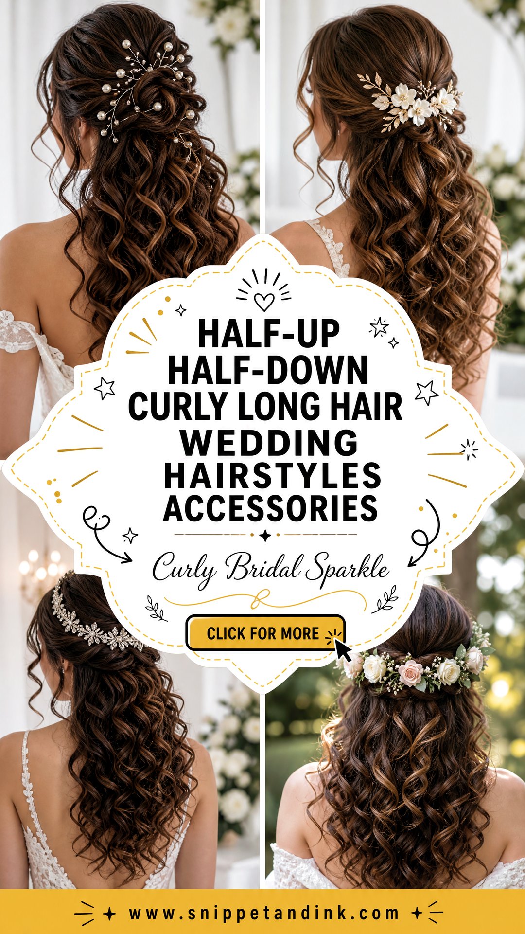Half-Up Half-Down Curly Long Hair Wedding Hairstyles Accessories - Half-Up Half-Down Curly Long Hair Wedding Hairstyles Accessories