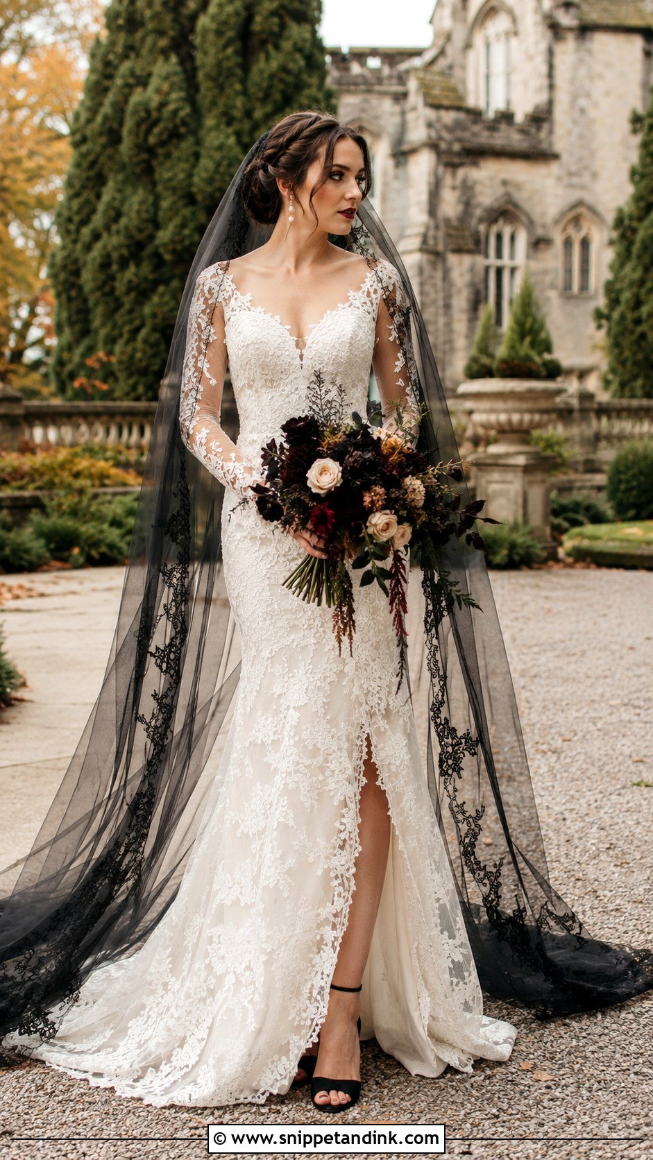 Halloween Wedding Dress With Black Veil - Snippet and Ink - 25 Halloween Wedding Dresses