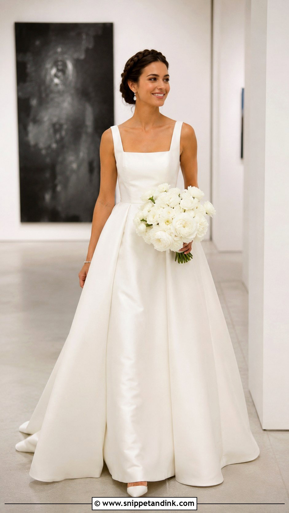Halo Braid With Square Neck Wedding Dress - Snippet and Ink - 20 Braid Dress Wedding Ideas