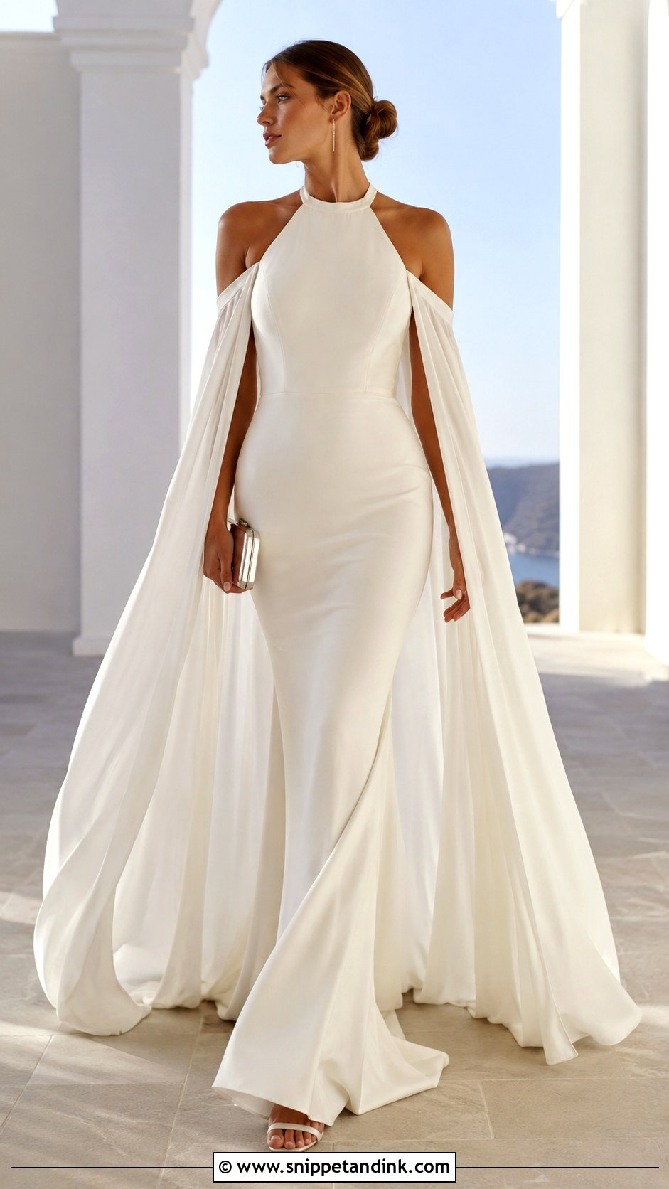 Halter 2in1 Wedding Dress With Cape Sleeves - Snippet and Ink - 20 2in1 Wedding Dress Ideas