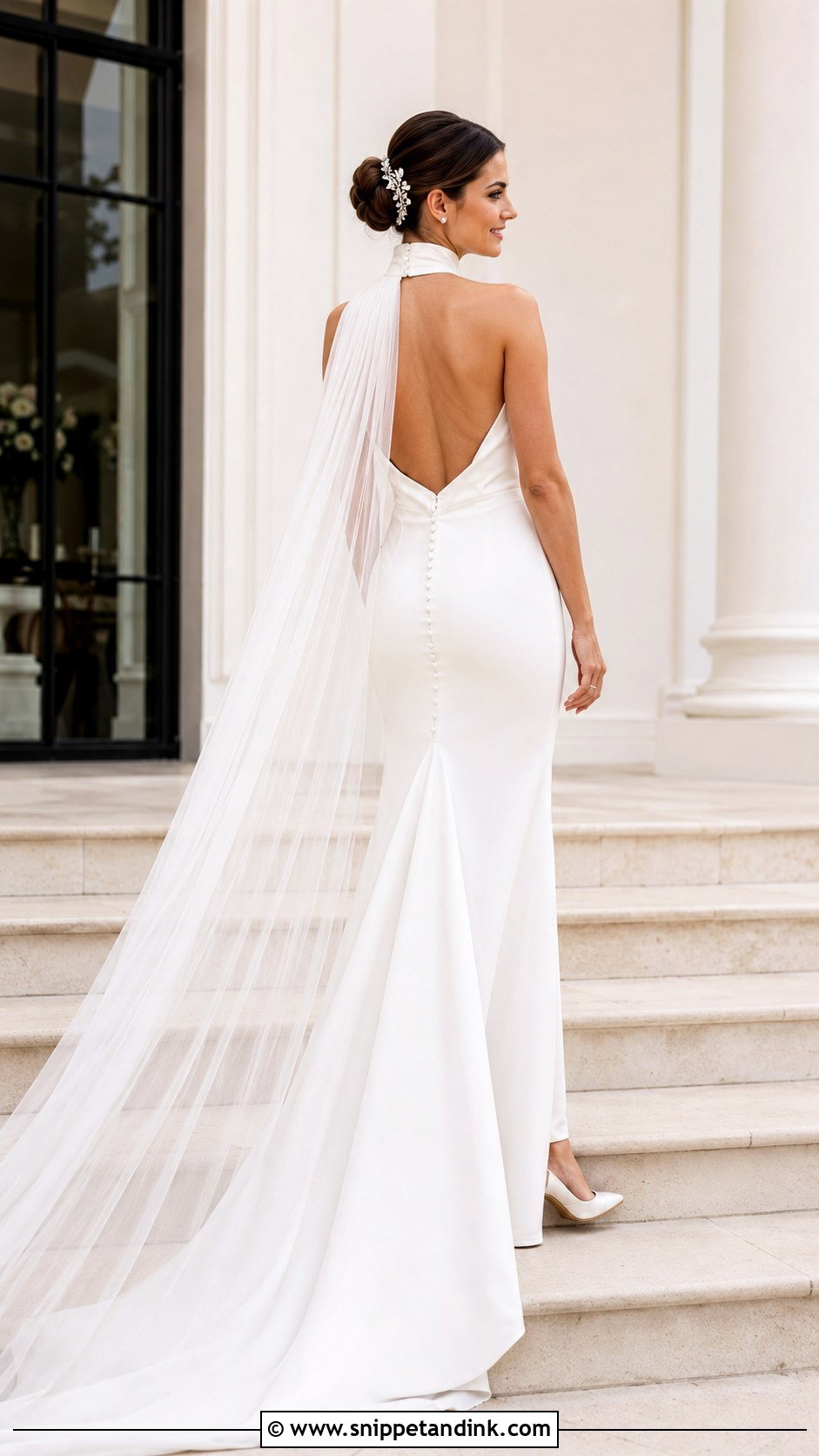 Halter Backless Wedding Dress With Cape - Snippet and Ink - 20 Halter Backless Wedding Dress Ideas