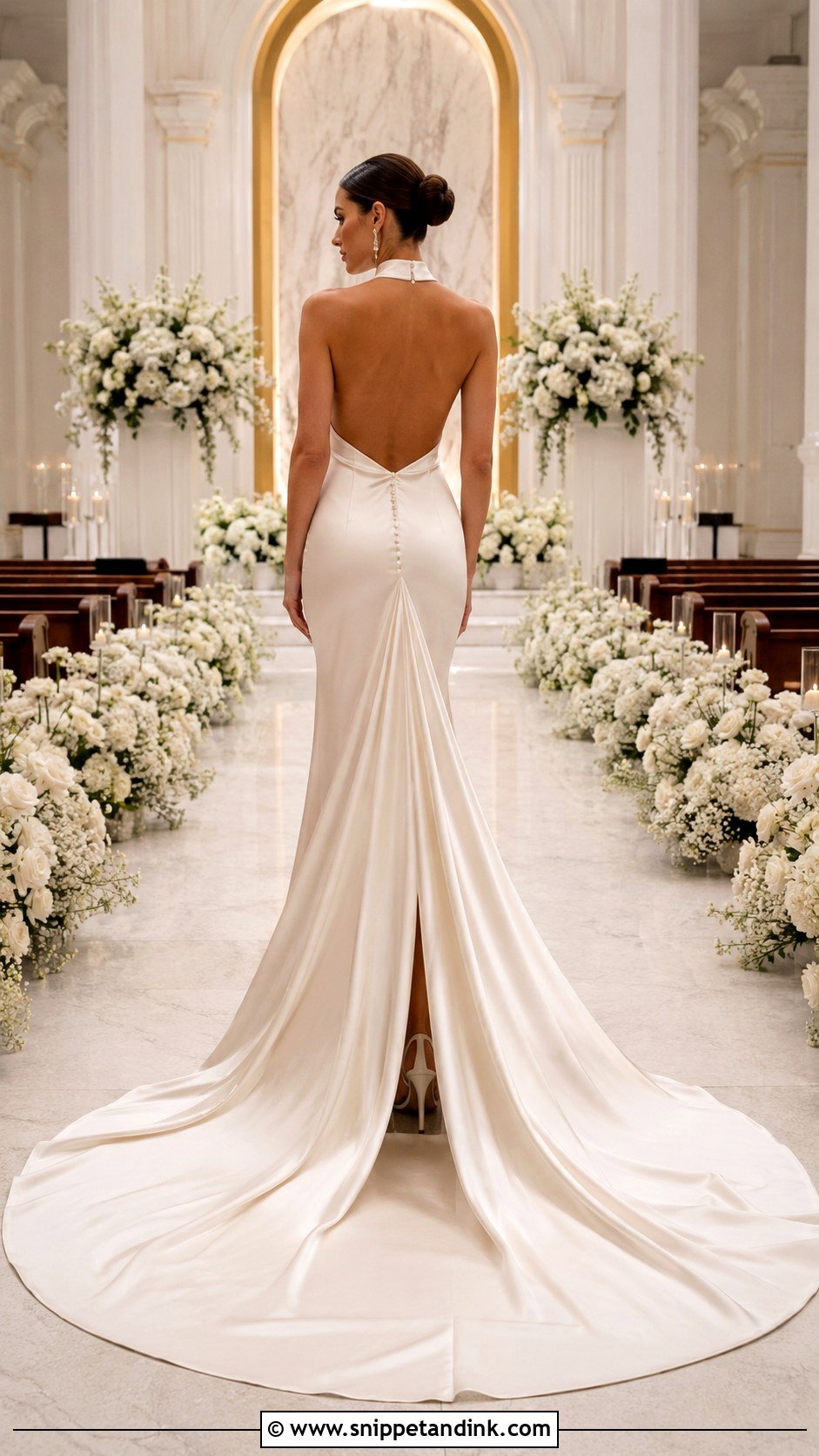 Halter Backless Wedding Dress With Train - Snippet and Ink - 20 Halter Backless Wedding Dress Ideas