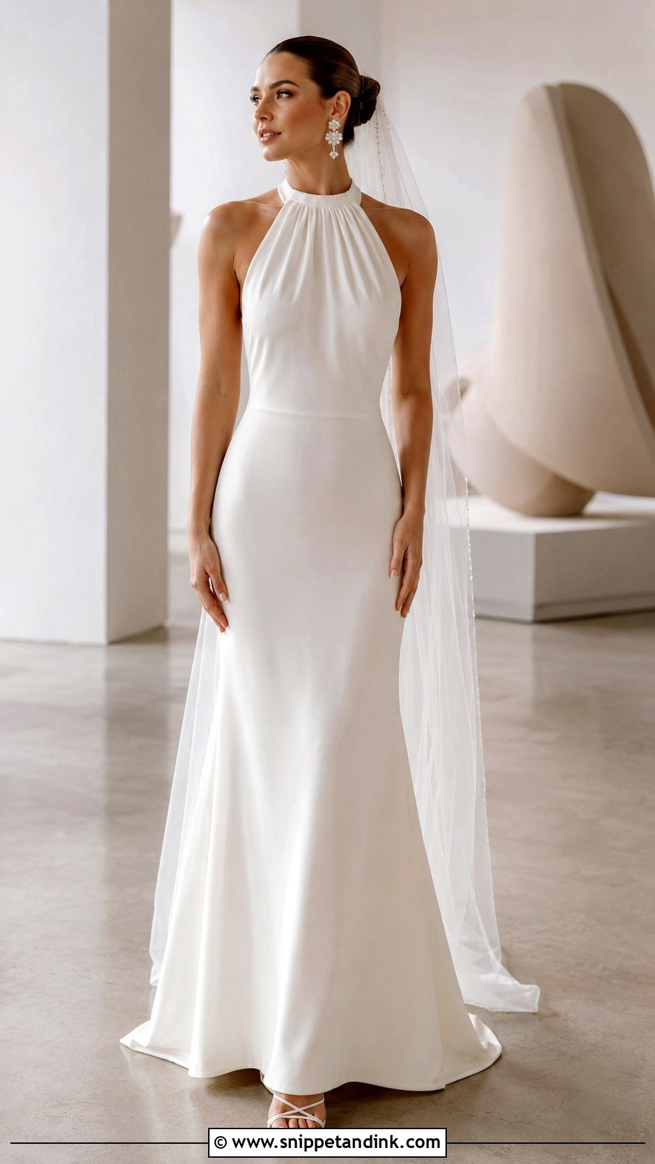 Halter Bodice Column Wedding Dress - Snippet and Ink - 20 Bodice Wedding Dress Ideas