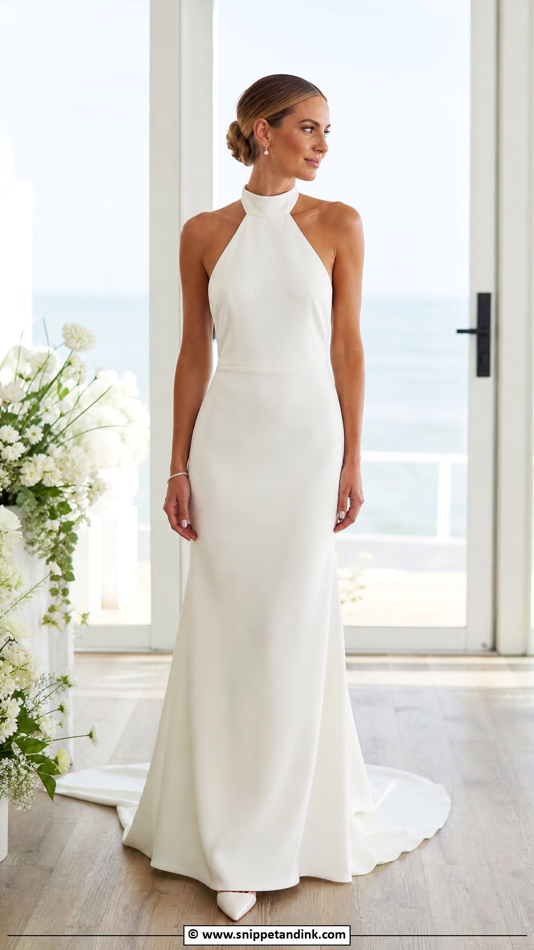 Halter Bridal Gown With Clean Accessories - Snippet and Ink - 35 Bridal Gown Ideas