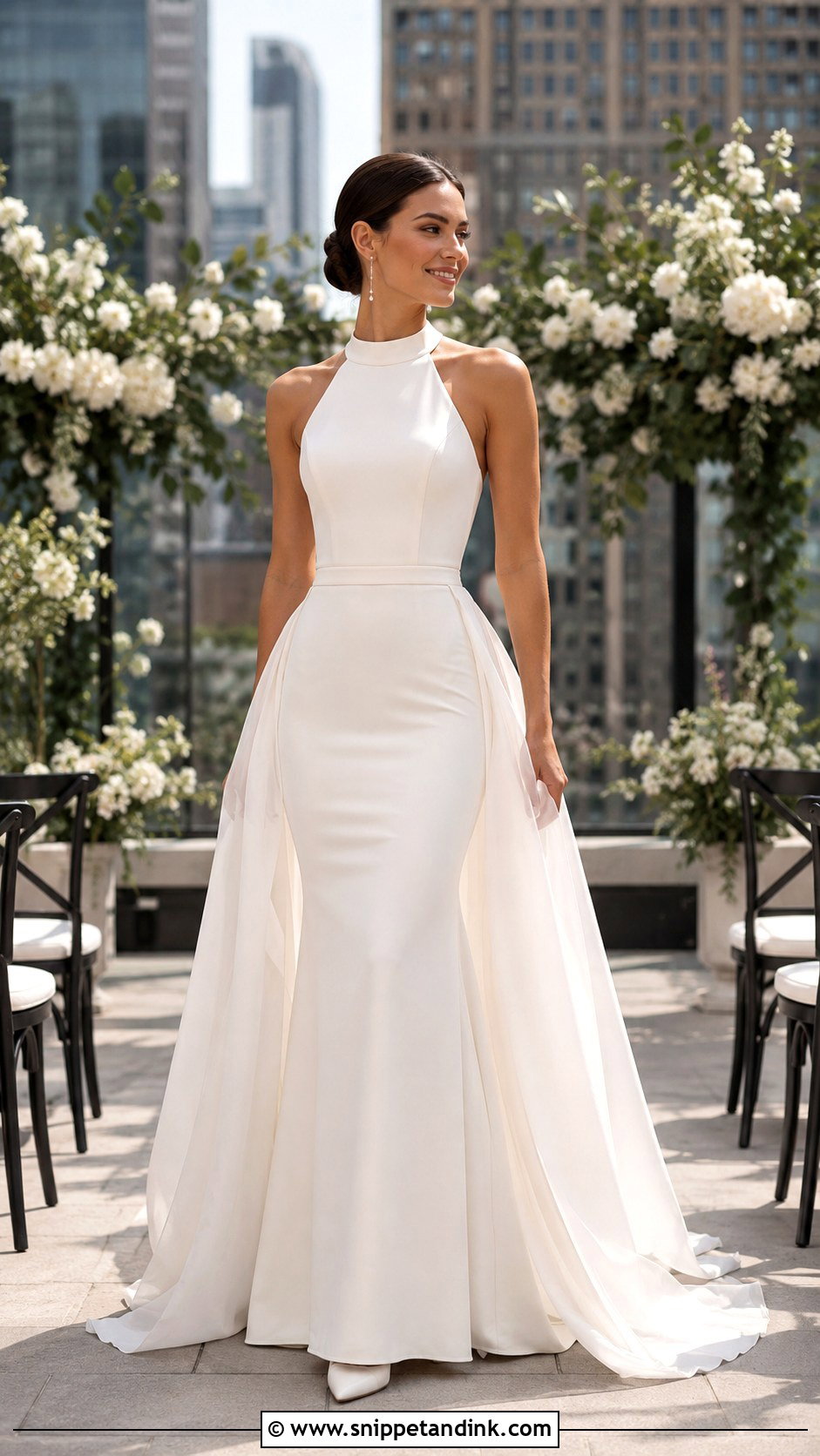 Halter Bridal Top With Fitted Crepe Skirt - Snippet and Ink - 20 Bridal Separates Tops Ideas