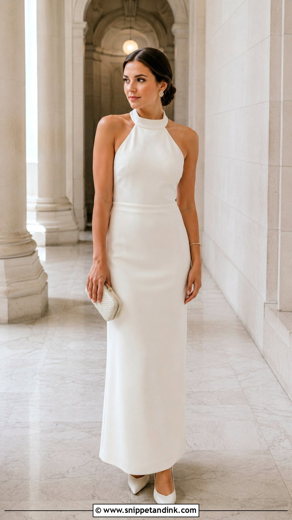 Halter Column Courthouse Elopement Dress - Snippet and Ink - 20 Courthouse Elopement Dress Ideas