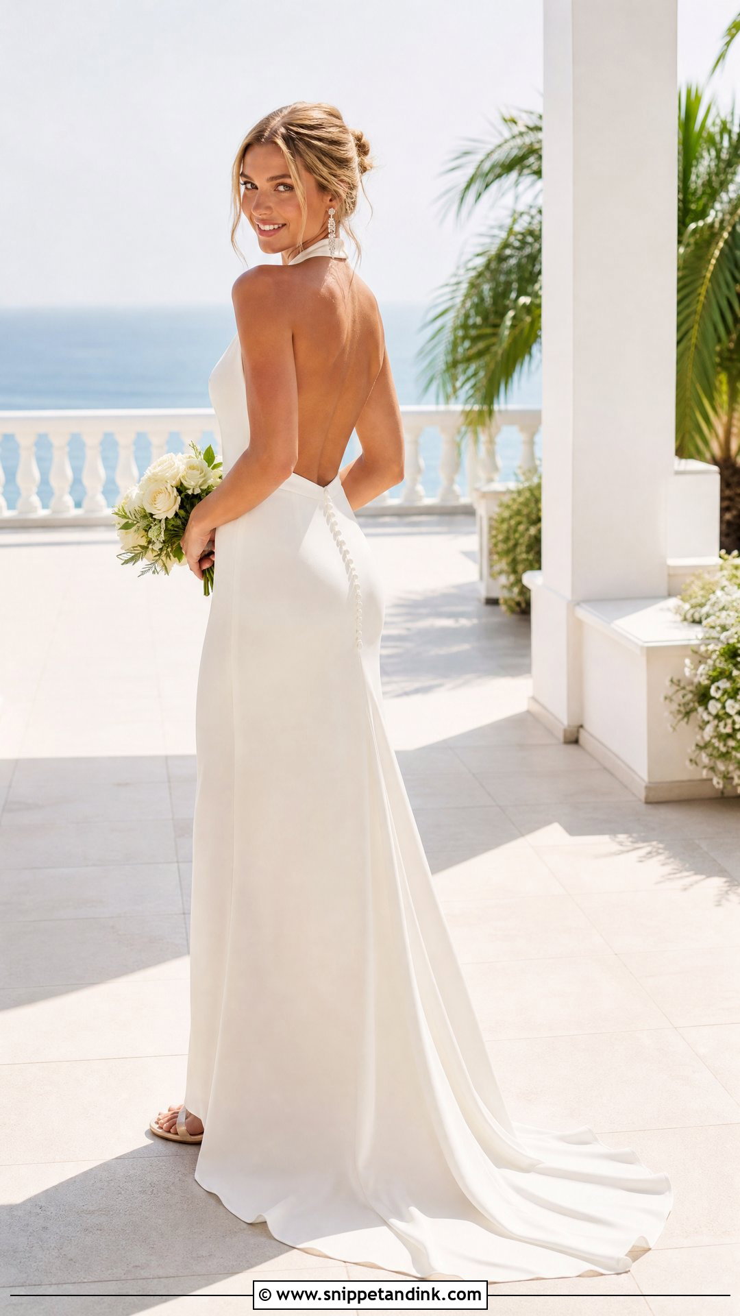 Halter Crepe Beach Wedding Gown - Snippet and Ink - 25 Beach Wedding Gowns