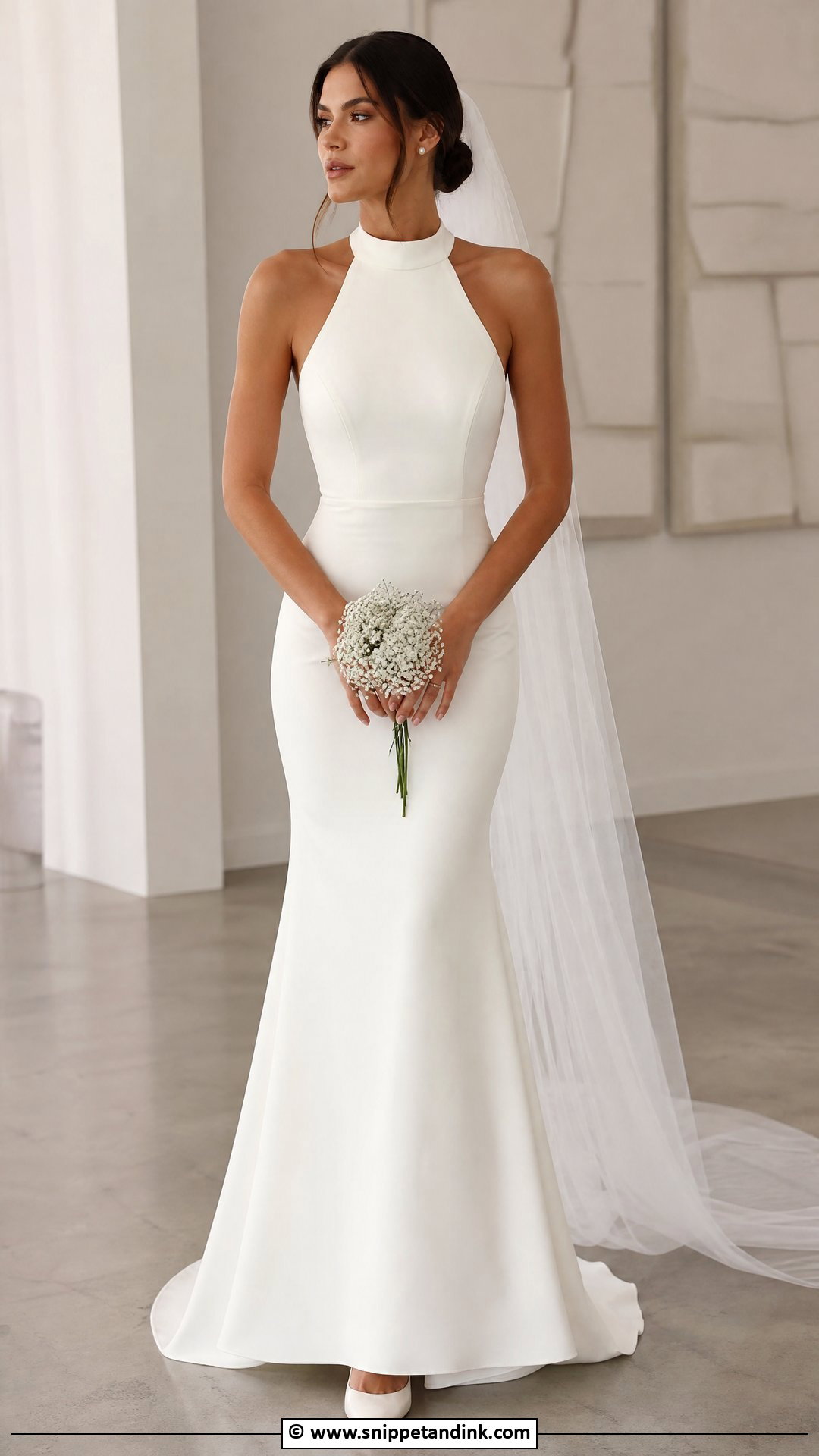 Halter Crepe Wedding Dress - Snippet and Ink - 35 Halter Wedding Dress Ideas