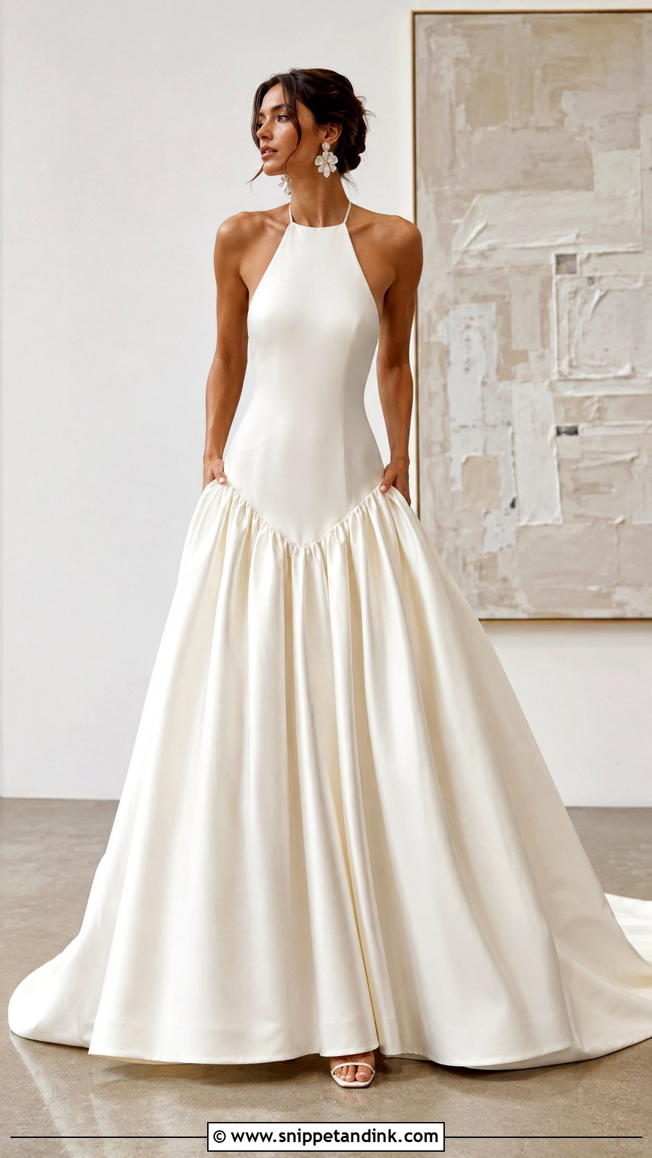 Halter Drop Waist Ball Gown Wedding Dress - Snippet and Ink - 25 Drop Waist Wedding Dress Ball Gown Ideas