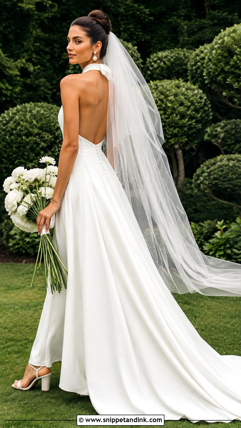 Halter Garden Party Wedding Dress With Statement Earrings - Snippet and Ink - 20 Garden Party Wedding Dress the Bride Ideas