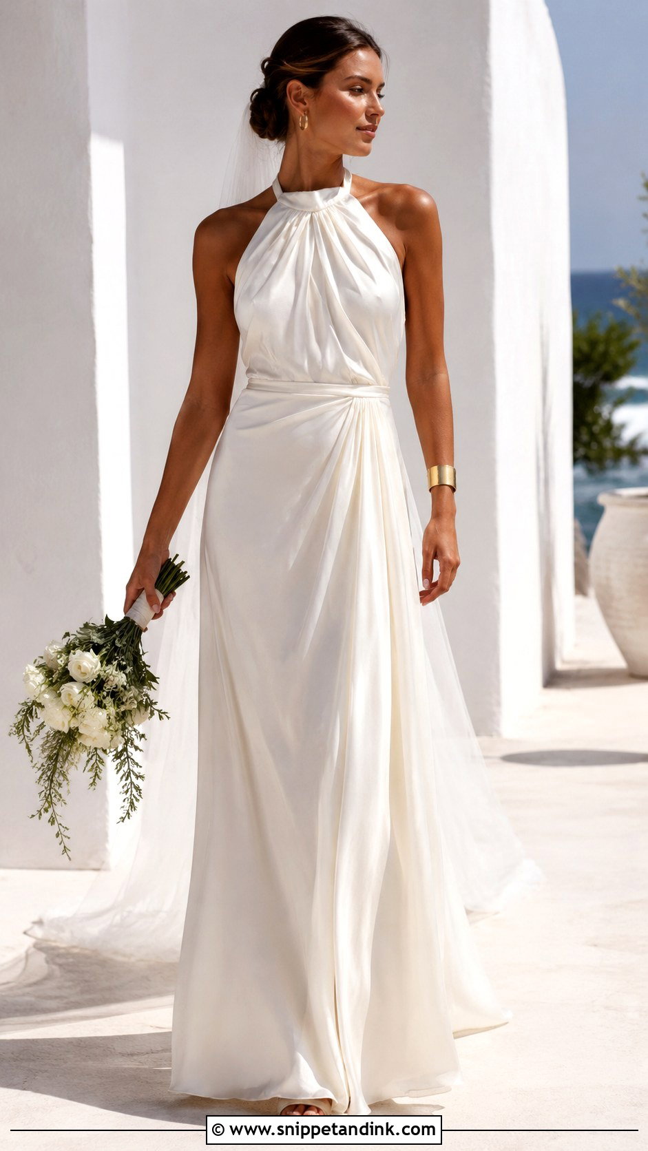 Halter Greek Goddess Wedding Dress - Snippet and Ink - 25 Greek Goddess Wedding Dress Ideas